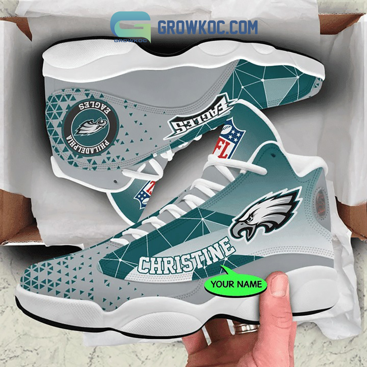 JWFancy Philadelphia Eagles AJ13 Sneakers Shoes For Men And Women