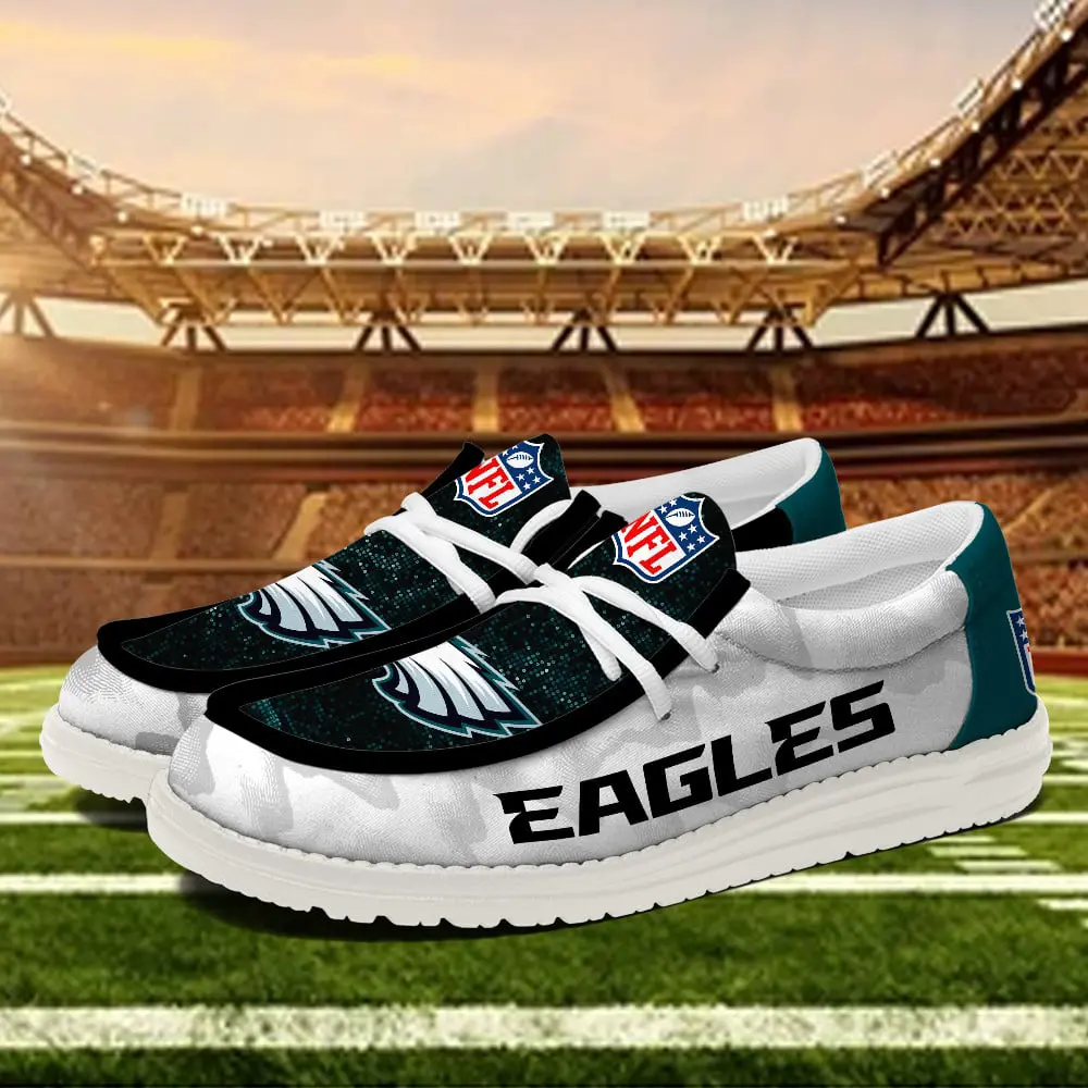 JWFancy Philadelphia Eagles Hey Dude Shoes Wally Men's Lace Up Loafers Comfortable For Men And Women