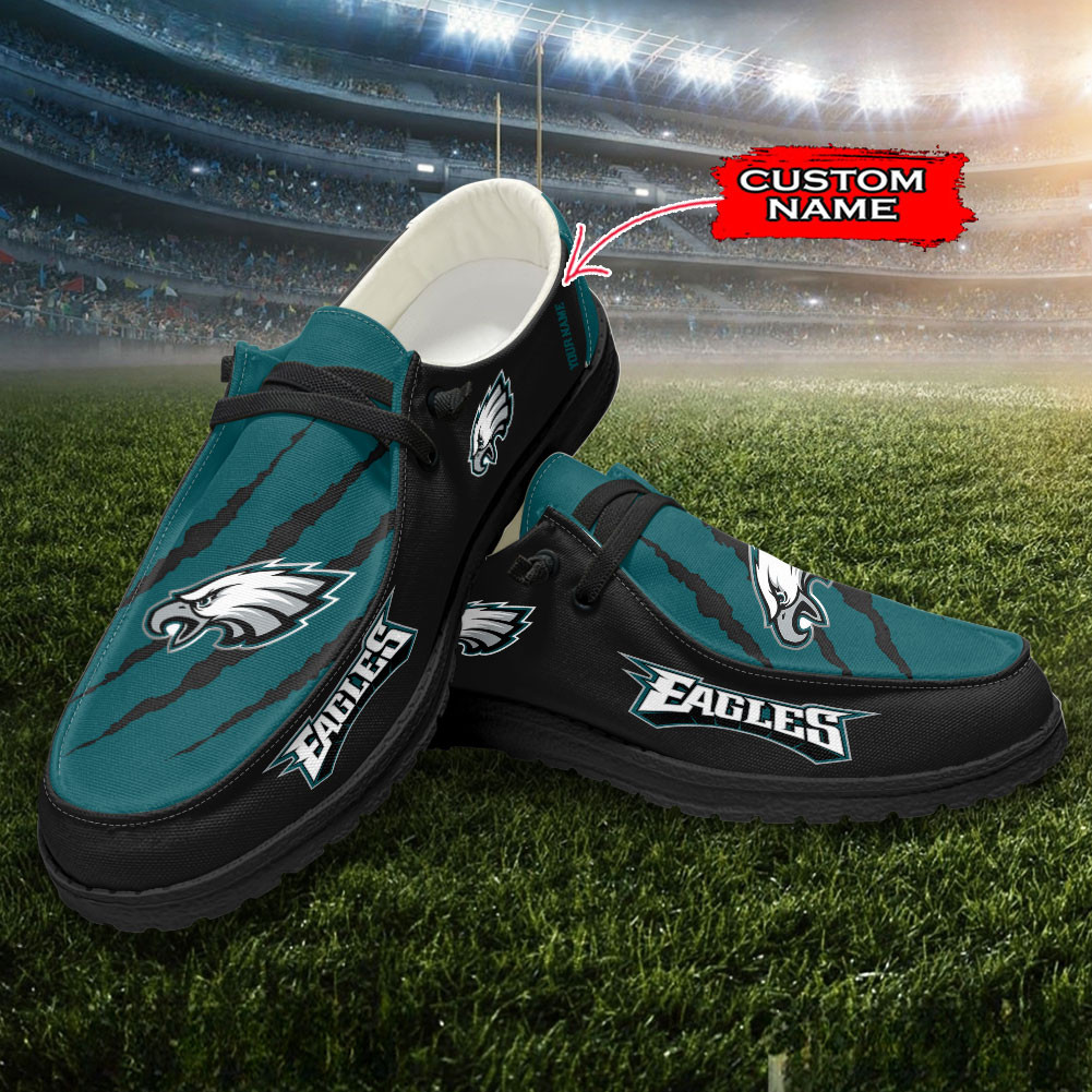 JWFancy Philadelphia Eagles Hey Dude Shoes Wally Men's Lace Up Loafers Comfortable For Men And Women