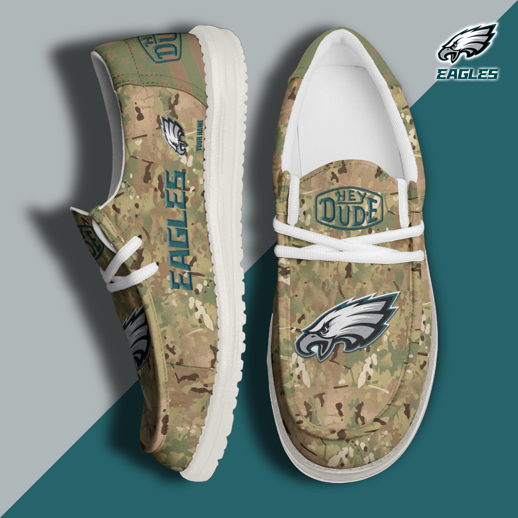 JWFancy Philadelphia Eagles Hey Dude Shoes Wally Men's Lace Up Loafers Comfortable For Men And Women