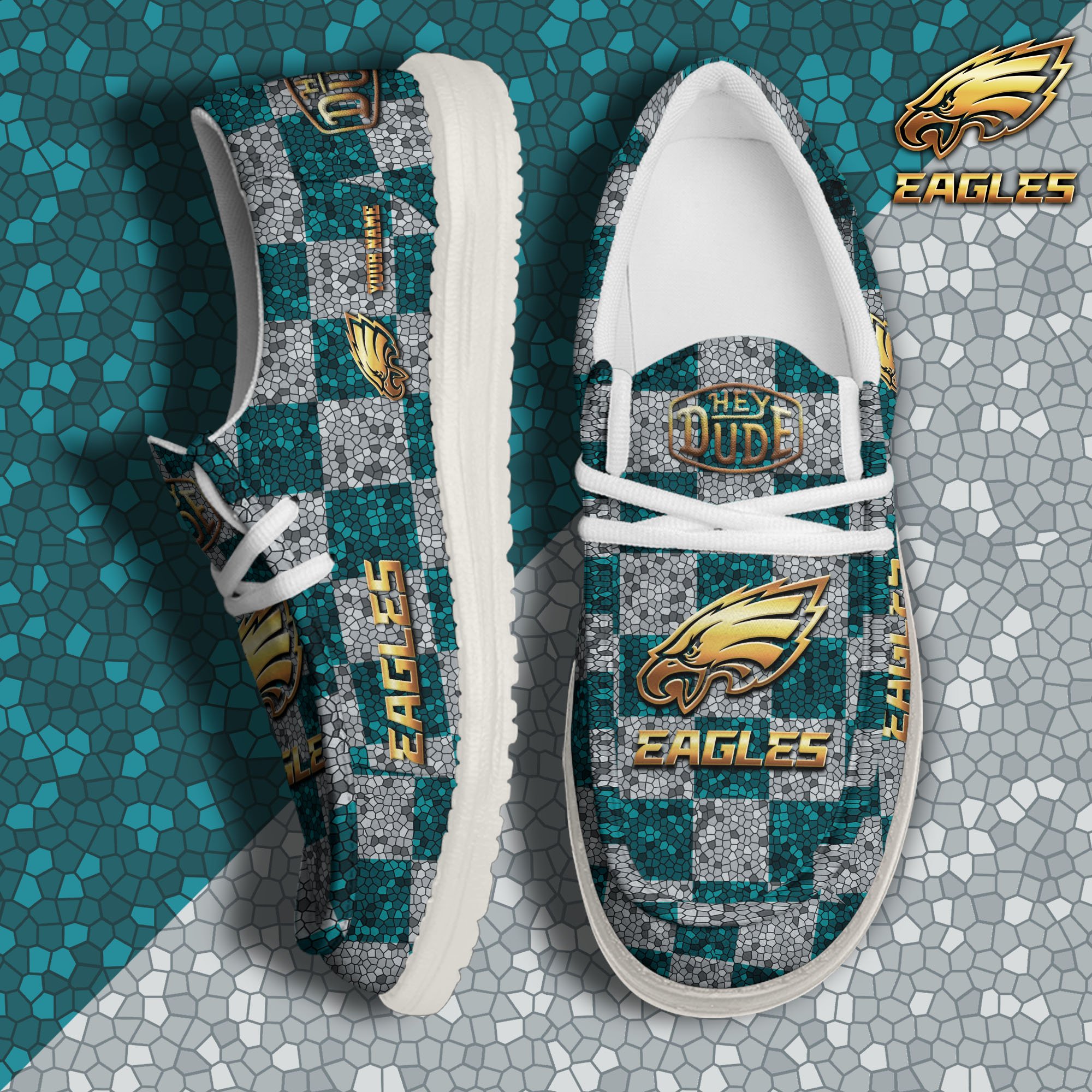 JWFancy Philadelphia Eagles Hey Dude Shoes Wally Men's Lace Up Loafers Comfortable For Men And Women