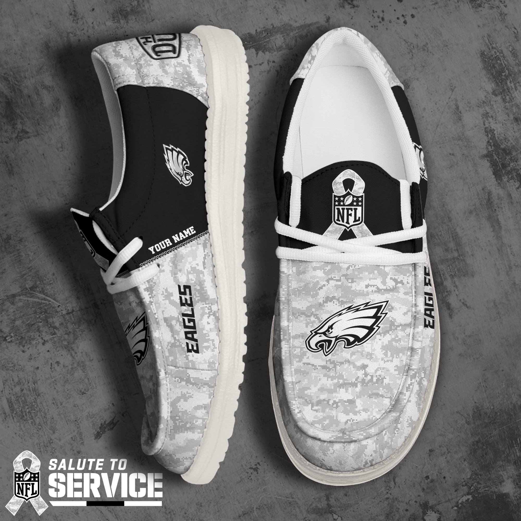 JWFancy Philadelphia Eagles Hey Dude Shoes Wally Men's Lace Up Loafers Comfortable For Men And Women