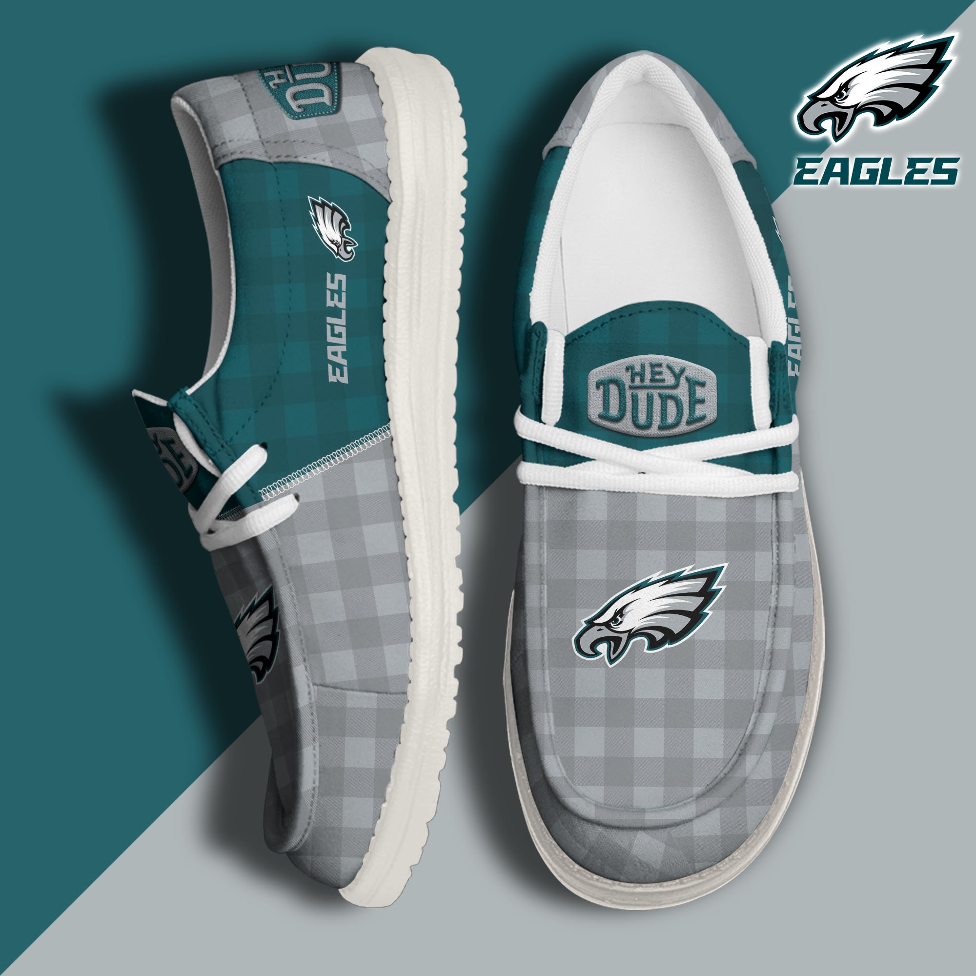 JWFancy Philadelphia Eagles Hey Dude Shoes Wally Men's Lace Up Loafers Comfortable For Men And Women
