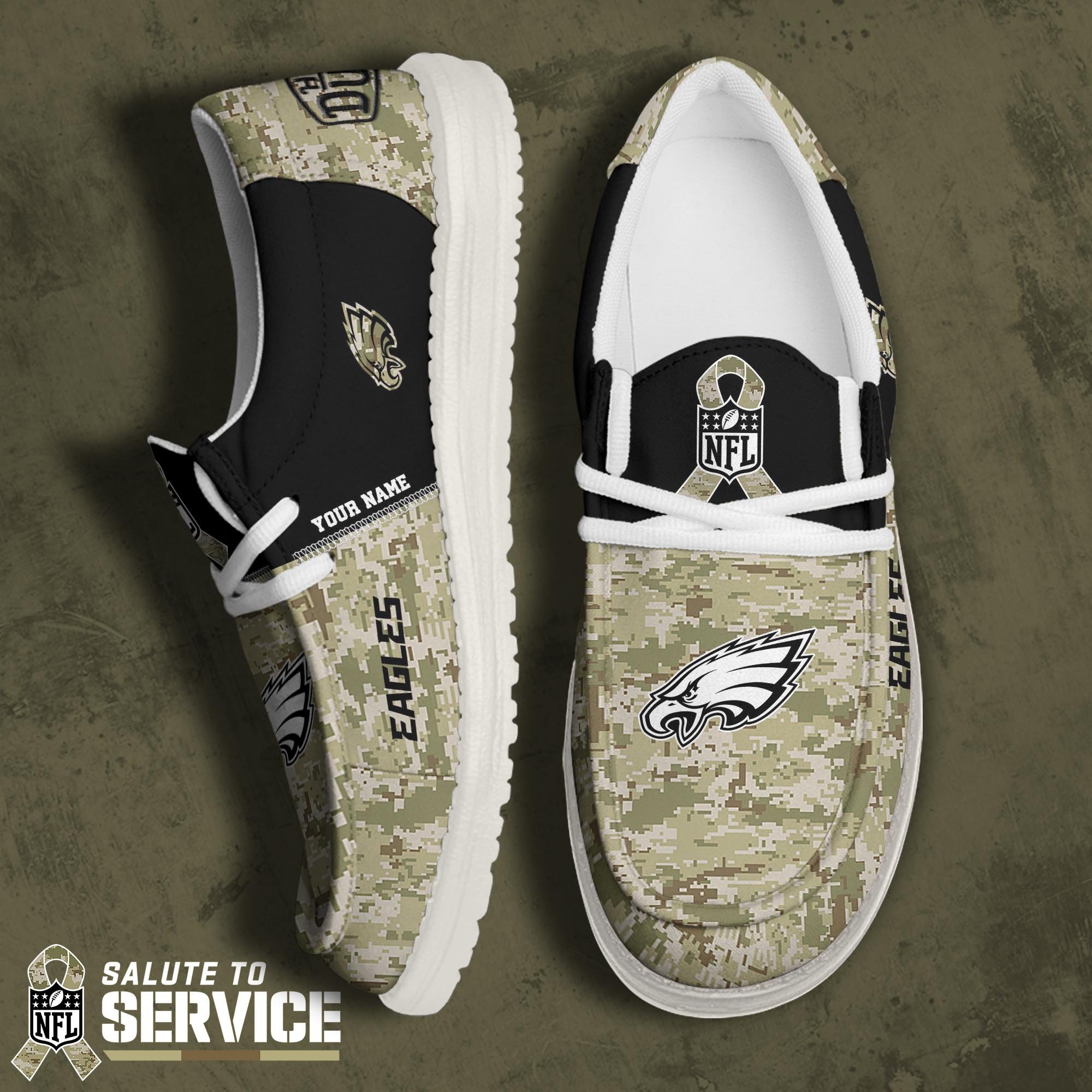JWFancy Philadelphia Eagles Hey Dude Shoes Wally Men's Lace Up Loafers Comfortable For Men And Women