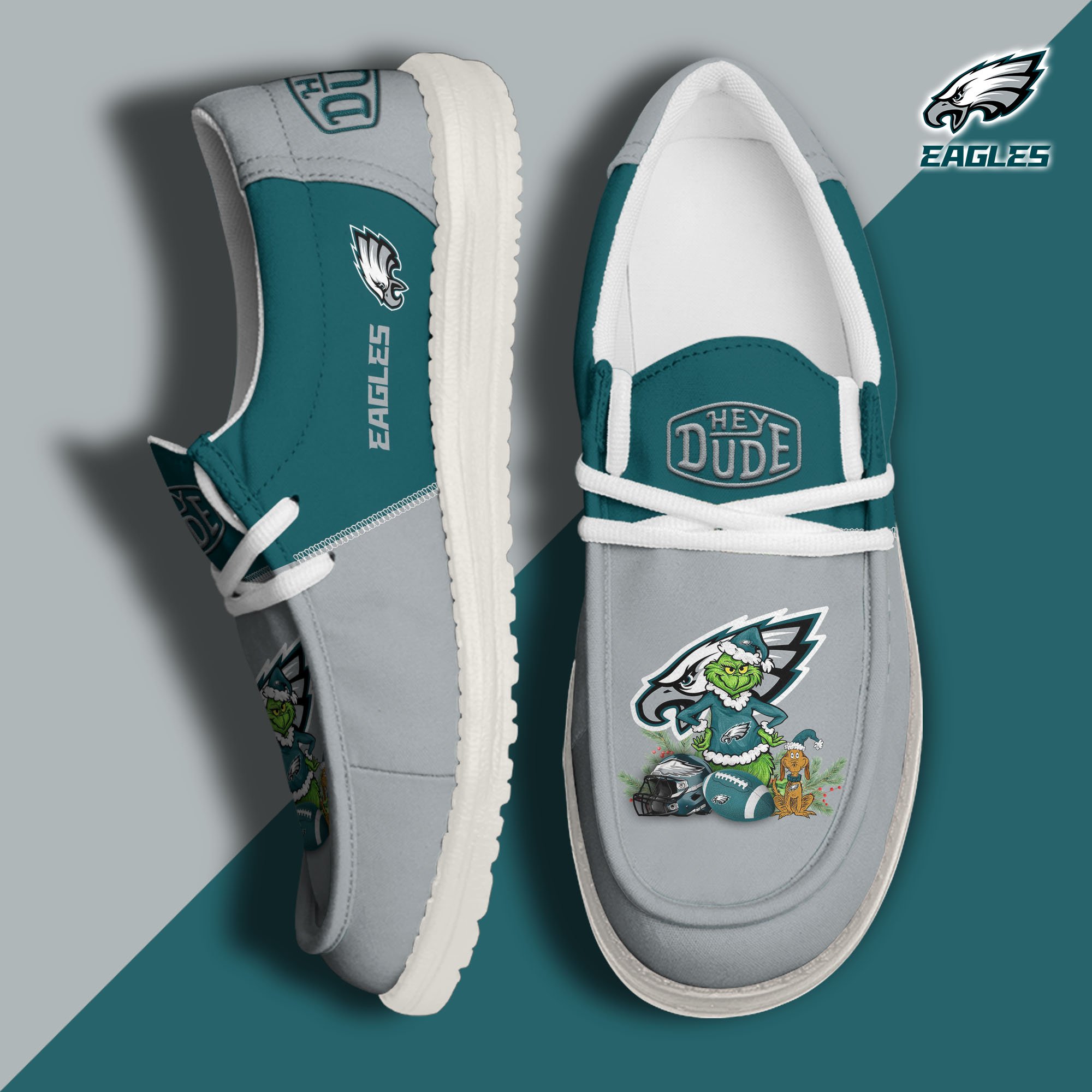 JWFancy Philadelphia Eagles Hey Dude Shoes Wally Men's Lace Up Loafers Comfortable For Men And Women