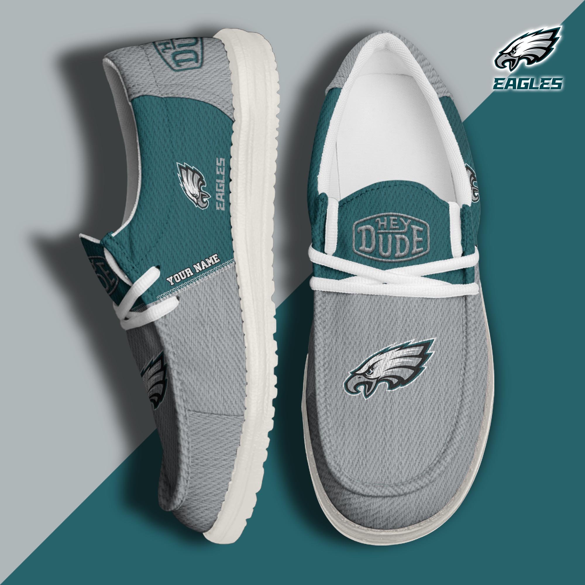 JWFancy Philadelphia Eagles Hey Dude Shoes Wally Men's Lace Up Loafers Comfortable For Men And Women
