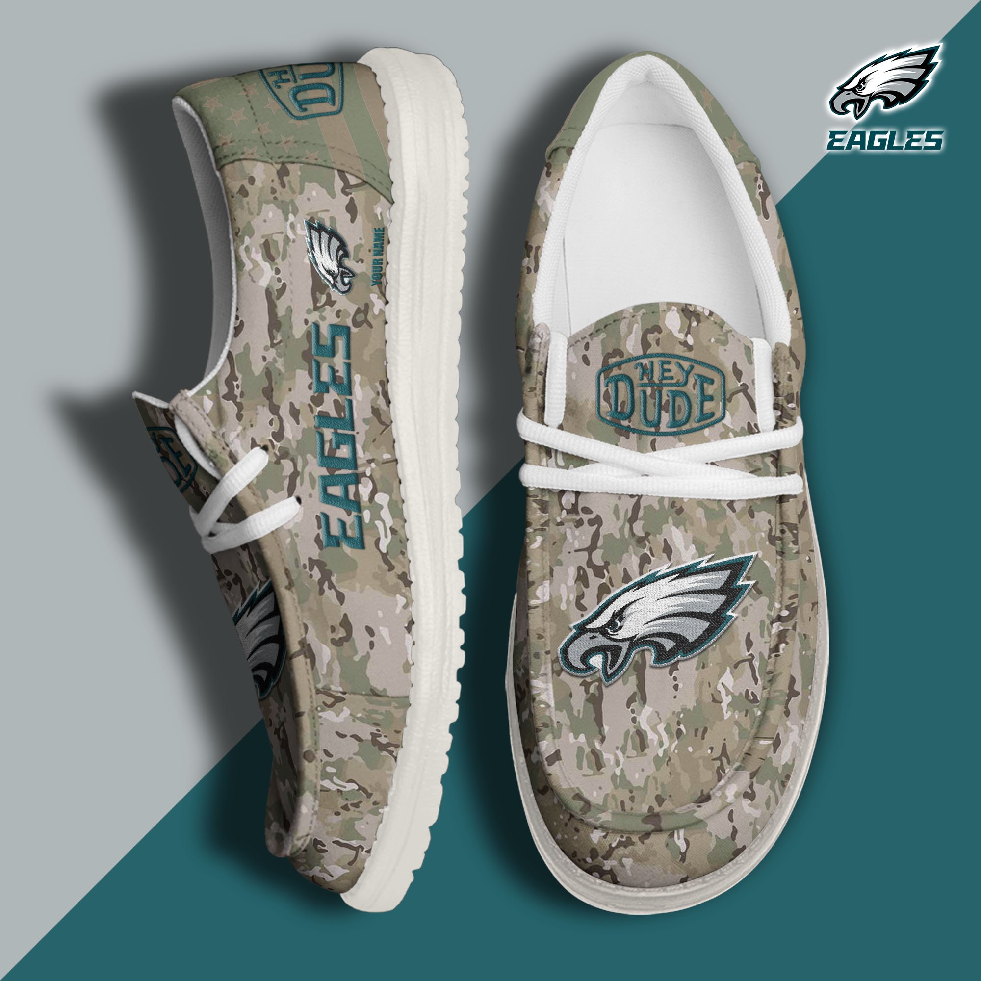 JWFancy Philadelphia Eagles Hey Dude Shoes Wally Men's Lace Up Loafers Comfortable For Men And Women