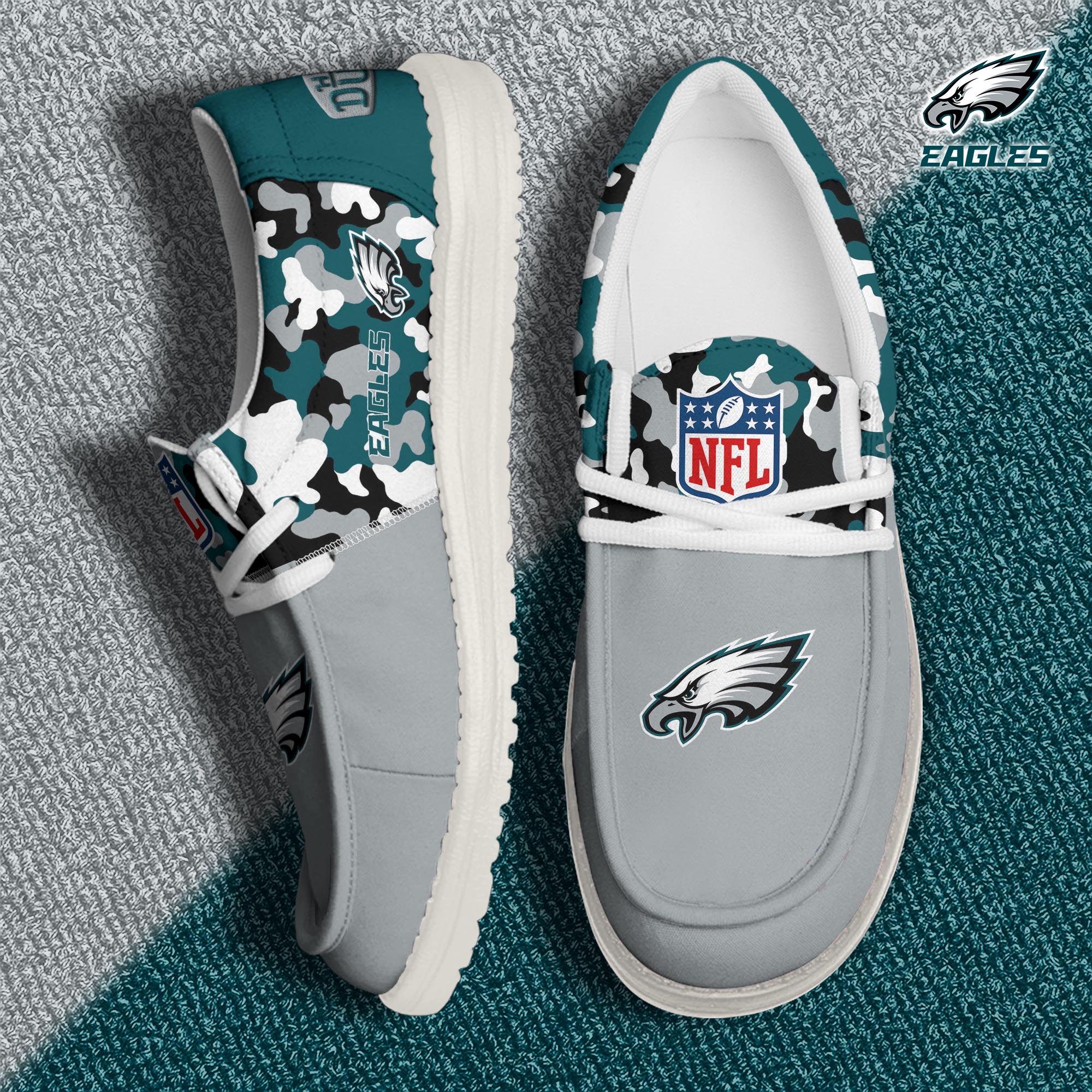 JWFancy Philadelphia Eagles Hey Dude Shoes Wally Men's Lace Up Loafers Comfortable For Men And Women
