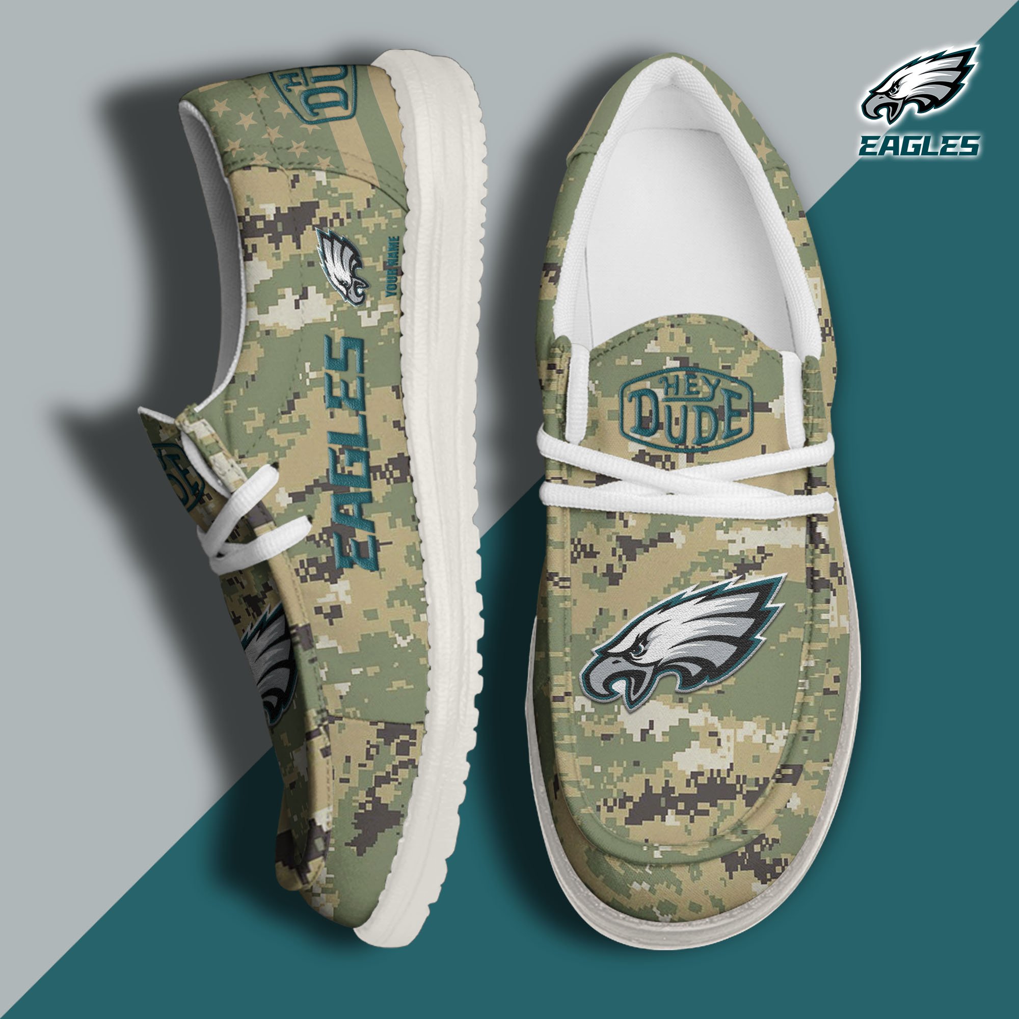 JWFancy Philadelphia Eagles Hey Dude Shoes Wally Men's Lace Up Loafers Comfortable For Men And Women