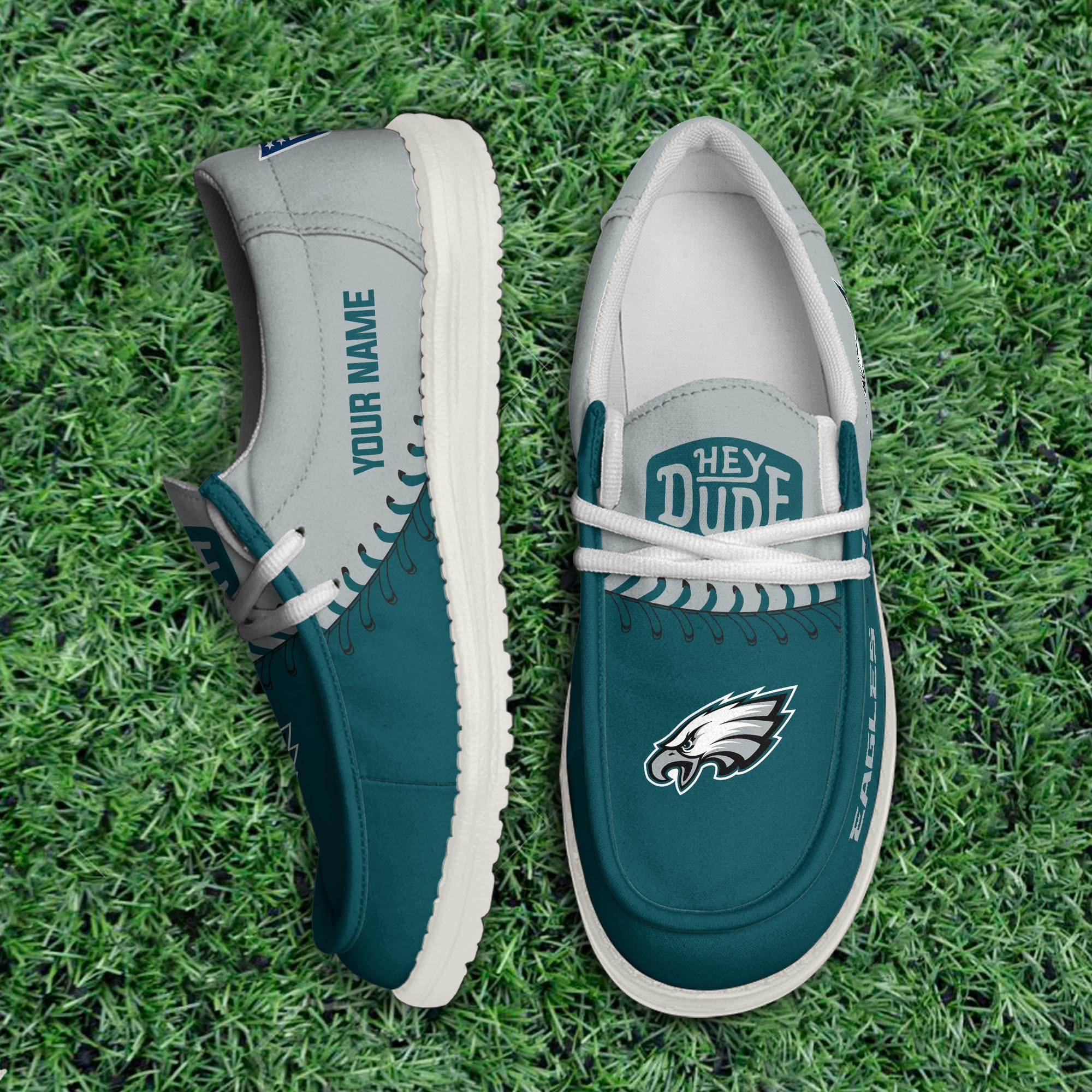 JWFancy Philadelphia Eagles Hey Dude Shoes Wally Men's Lace Up Loafers Comfortable For Men And Women