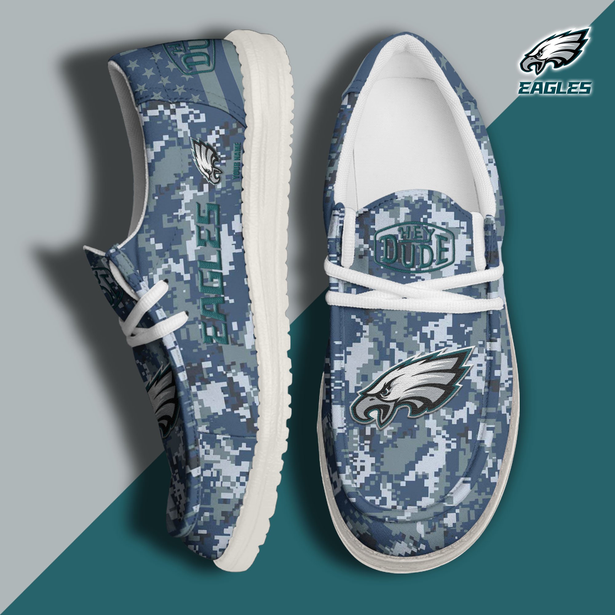 JWFancy Philadelphia Eagles Hey Dude Shoes Wally Men's Lace Up Loafers Comfortable For Men And Women