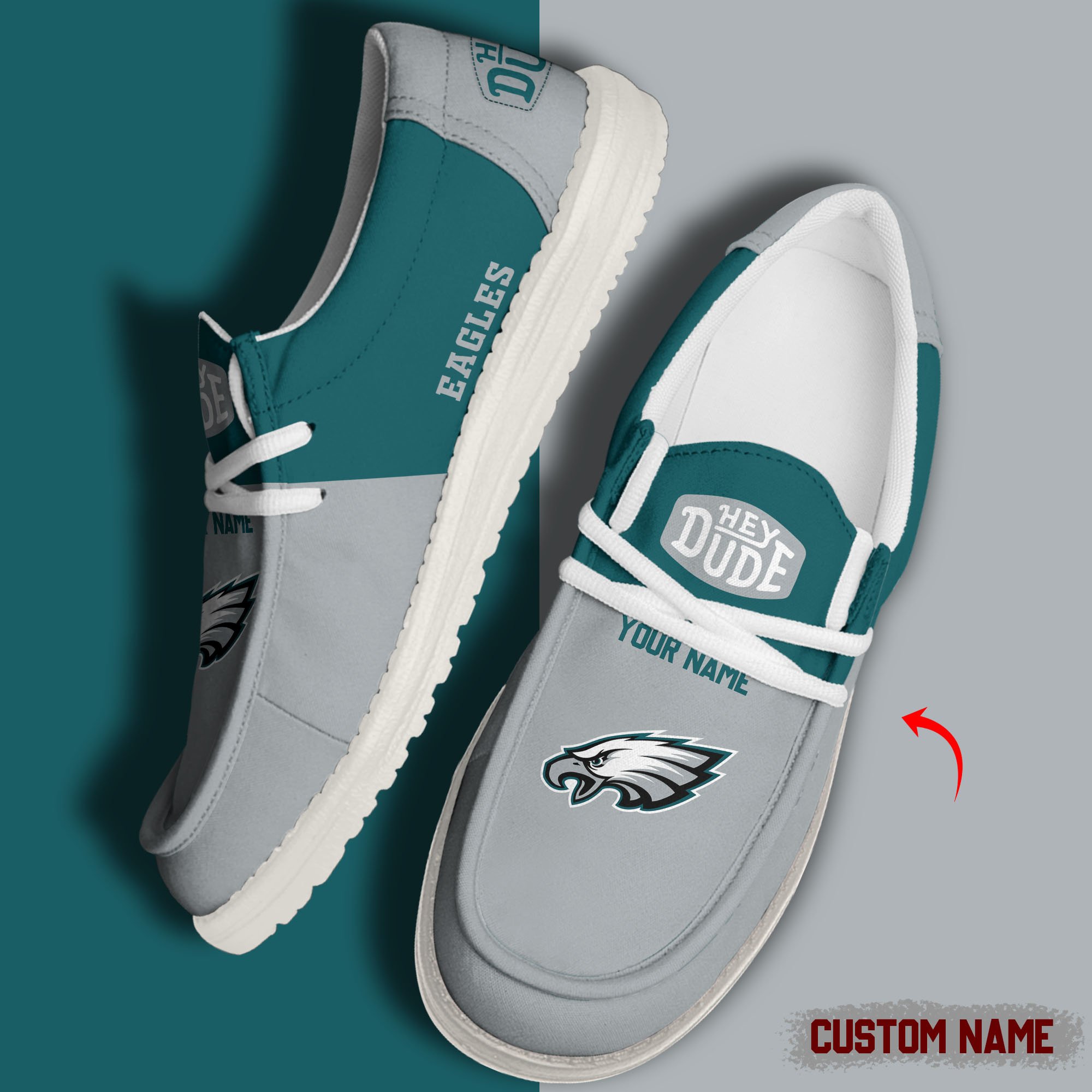 JWFancy Philadelphia Eagles Hey Dude Shoes Wally Men's Lace Up Loafers Comfortable For Men And Women