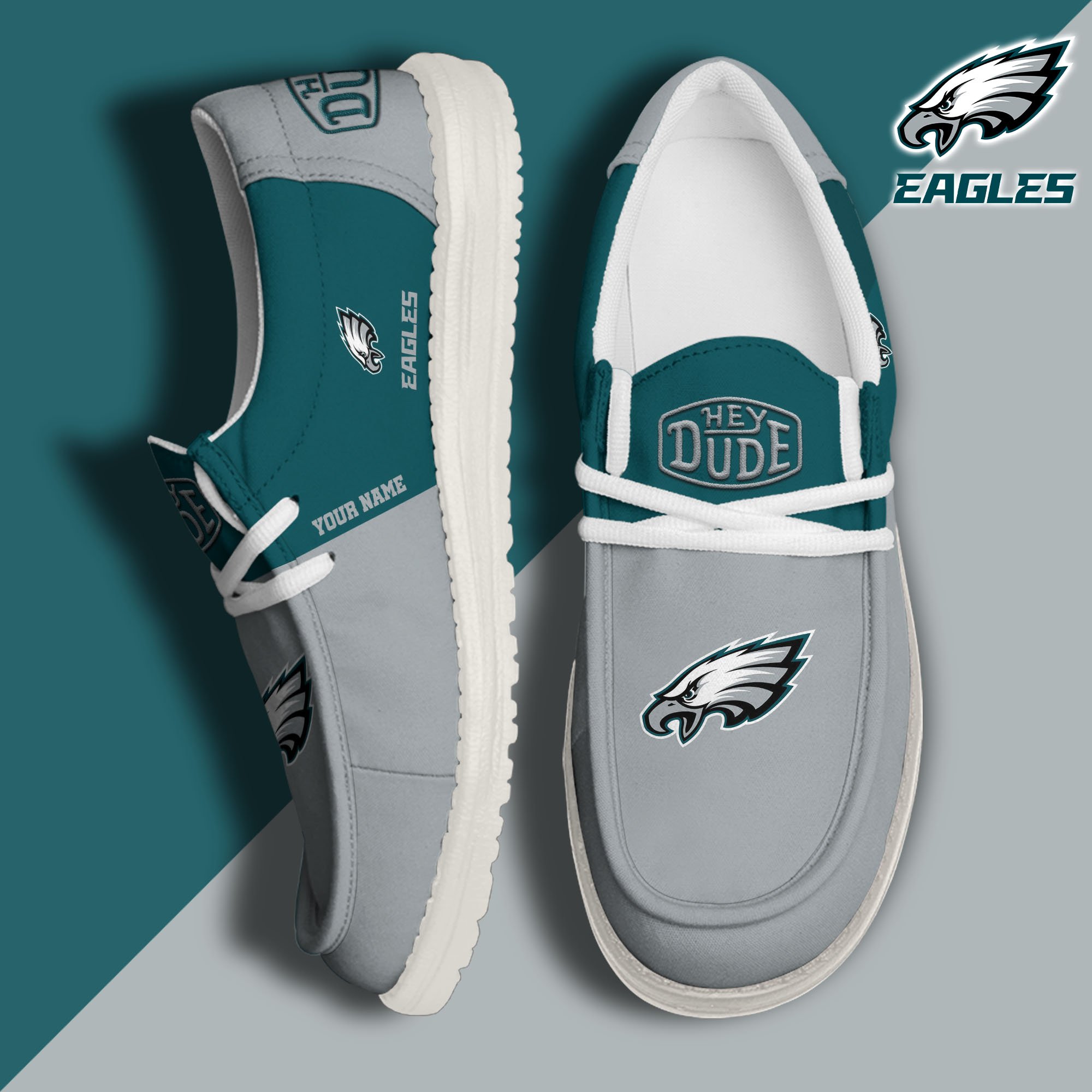 JWFancy Philadelphia Eagles Hey Dude Shoes Wally Men's Lace Up Loafers Comfortable For Men And Women