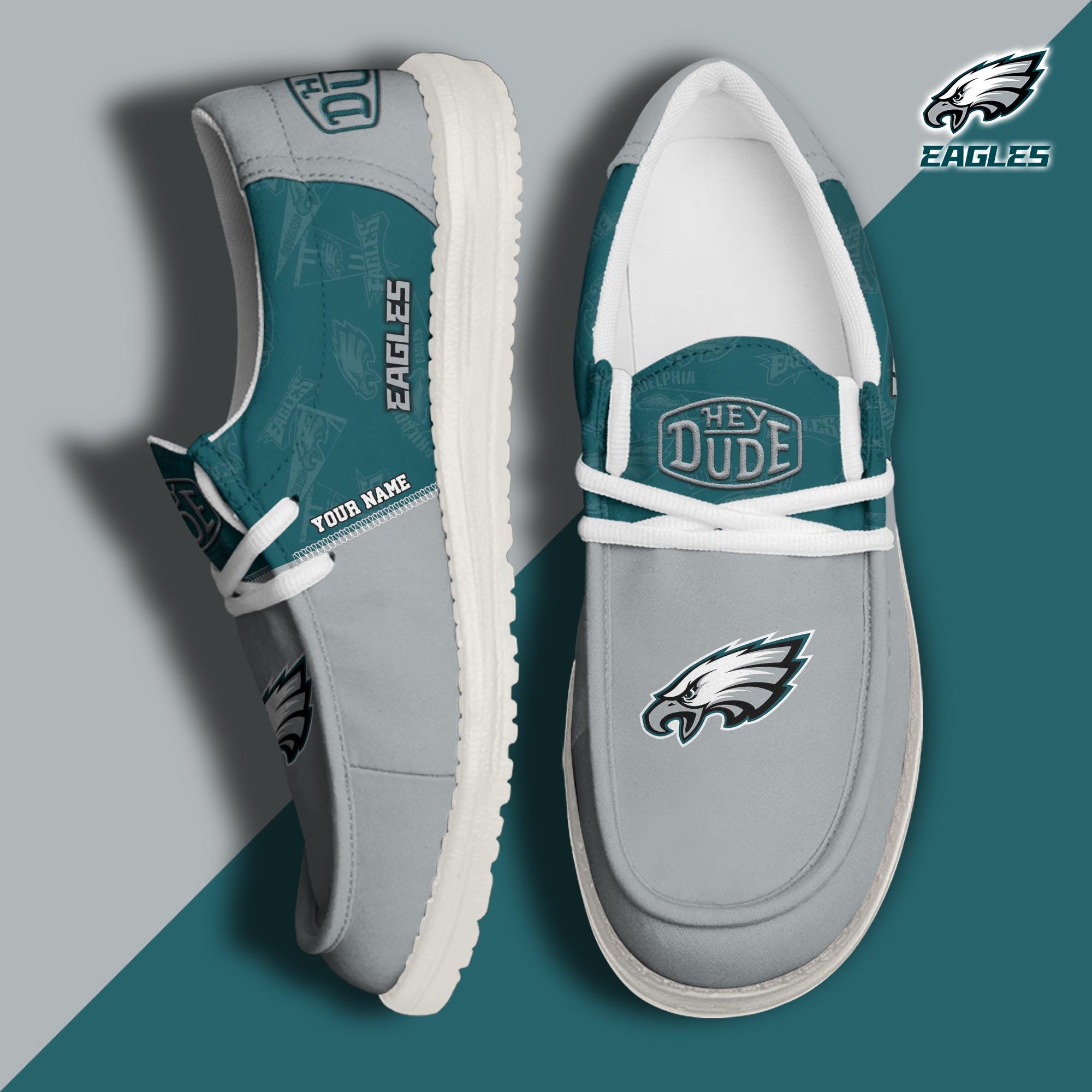 JWFancy Philadelphia Eagles Hey Dude Shoes Wally Men's Lace Up Loafers Comfortable For Men And Women
