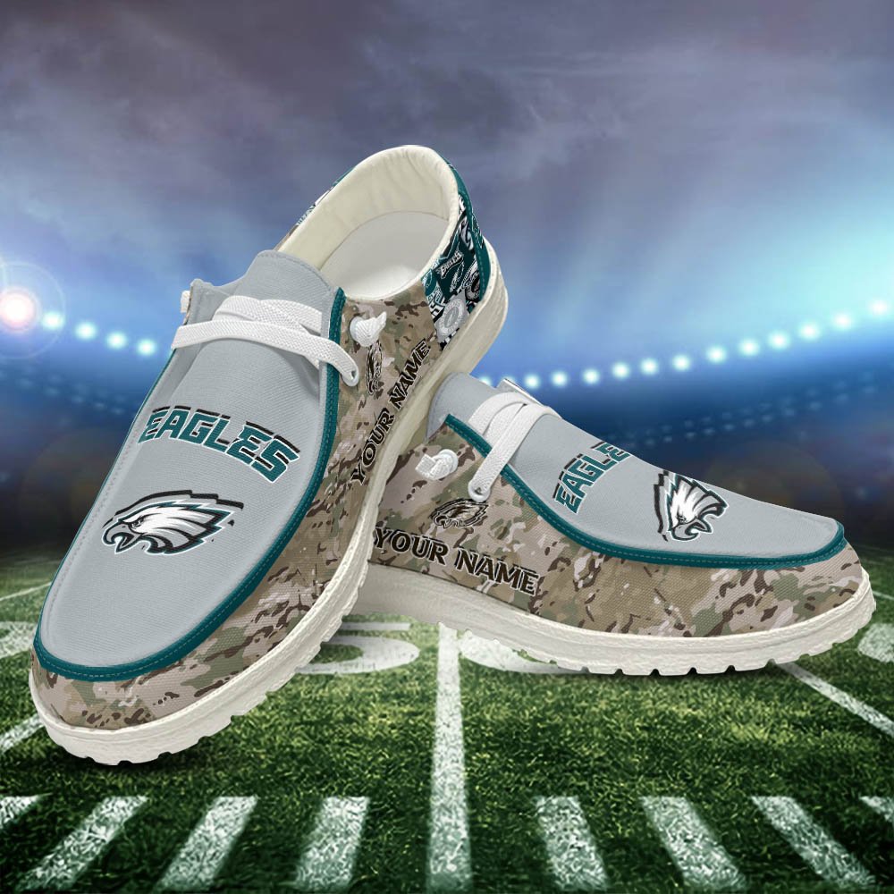 JWFancy Philadelphia Eagles Hey Dude Shoes Wally Men's Lace Up Loafers Comfortable For Men And Women