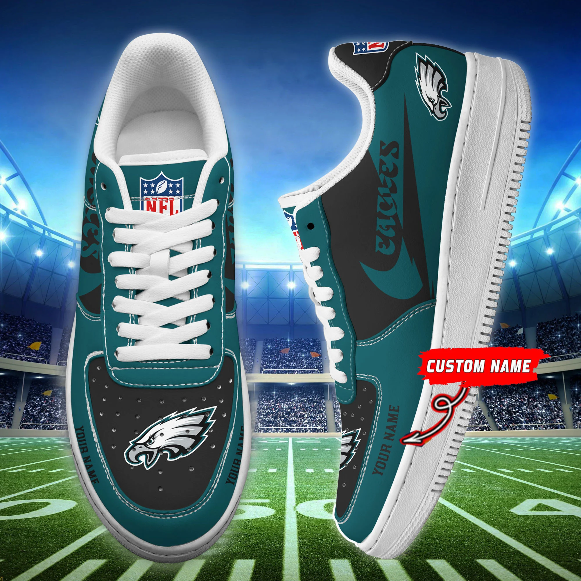 JWFancy Philadelphia Eagles NFL Air Low-Top Sneakers Shoes For Men And Women