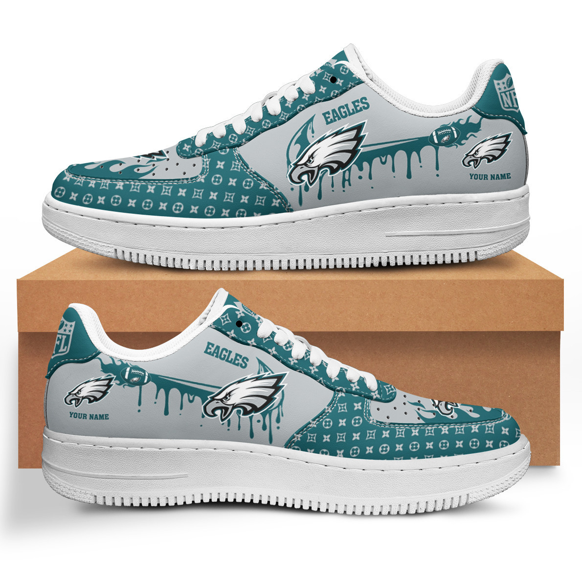 JWFancy Philadelphia Eagles NFL Air Low-Top Sneakers Shoes For Men And Women