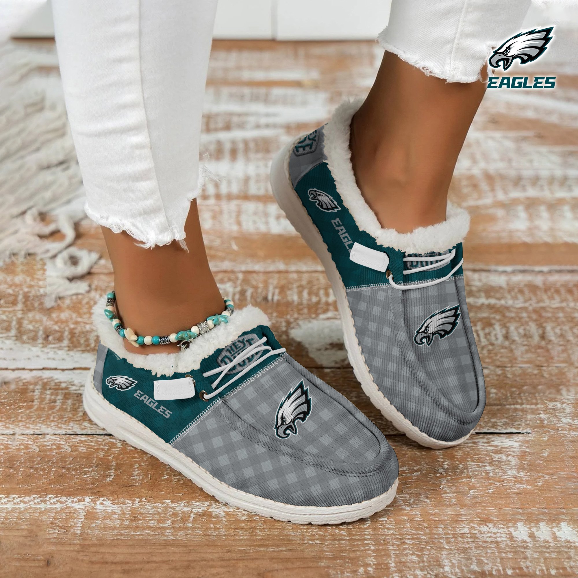 JWFancy Philadelphia Eagles Personalized Hey Dude With Warm Fur Lining Shoes For Men And Women