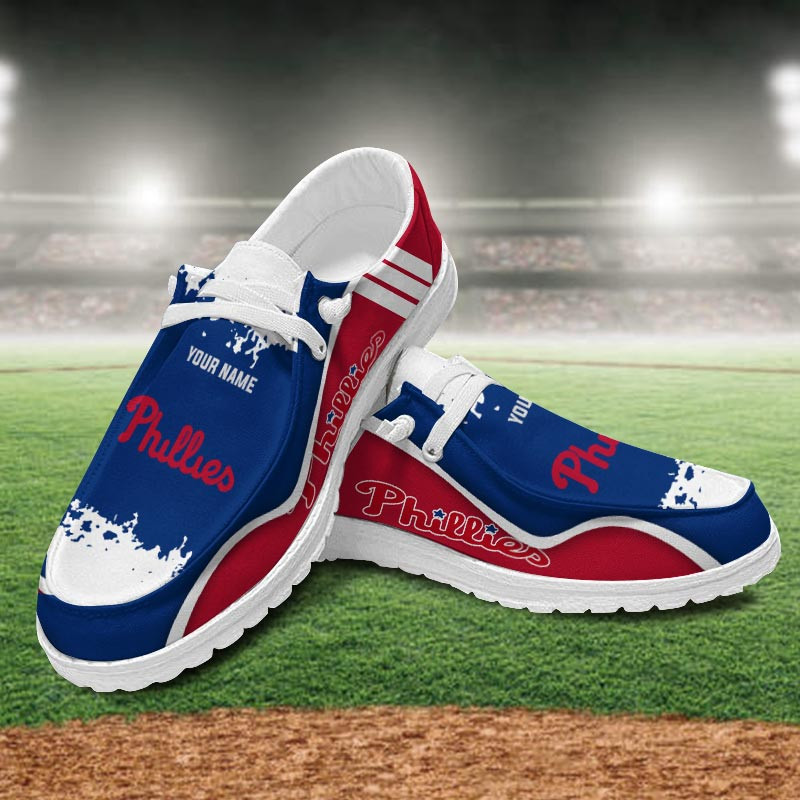 JWFancy Philadelphia Phillies Hey Dude Shoes Wally Men's Lace Up Loafers Comfortable For Men And Women
