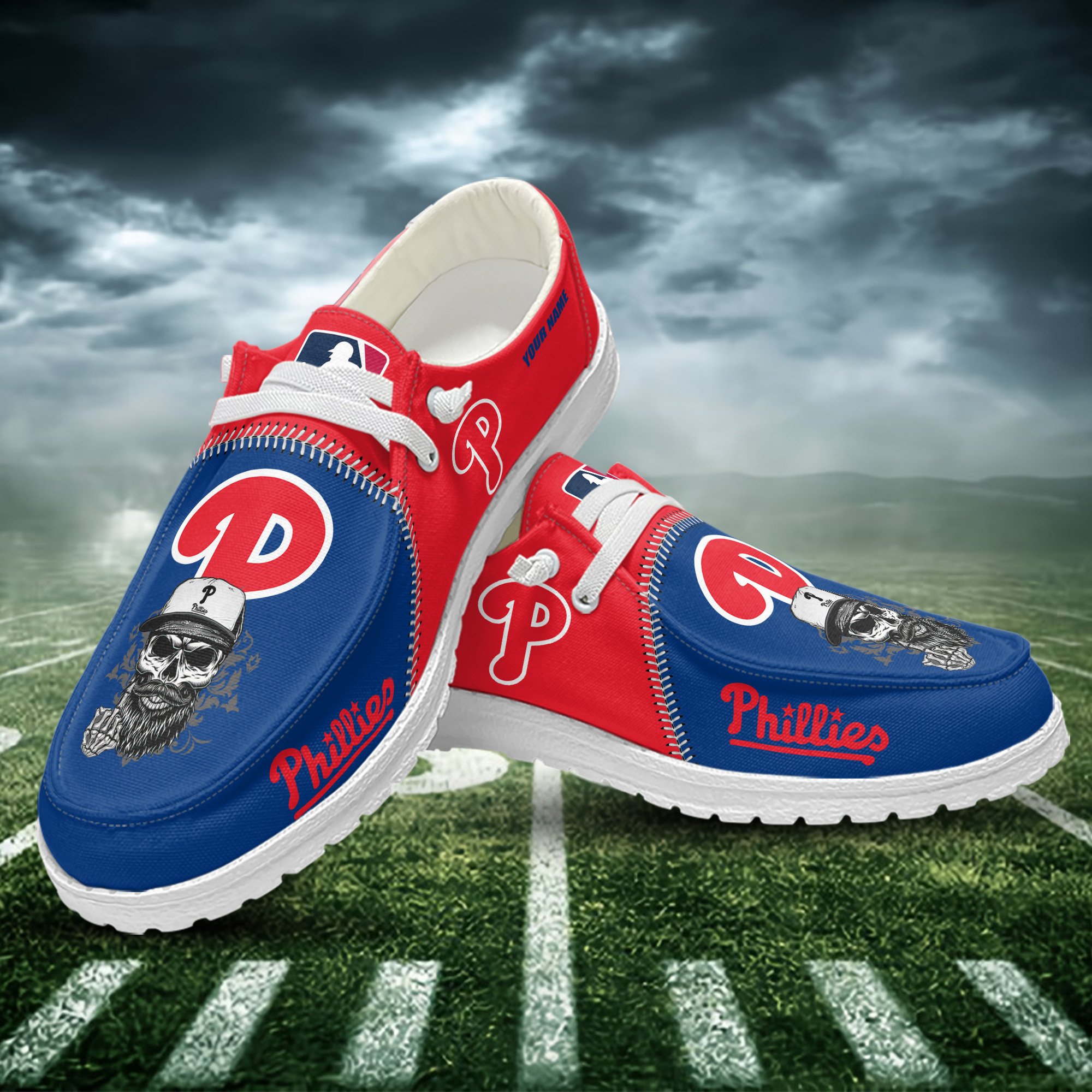 JWFancy Philadelphia Phillies Hey Dude Shoes Wally Men's Lace Up Loafers Comfortable For Men And Women