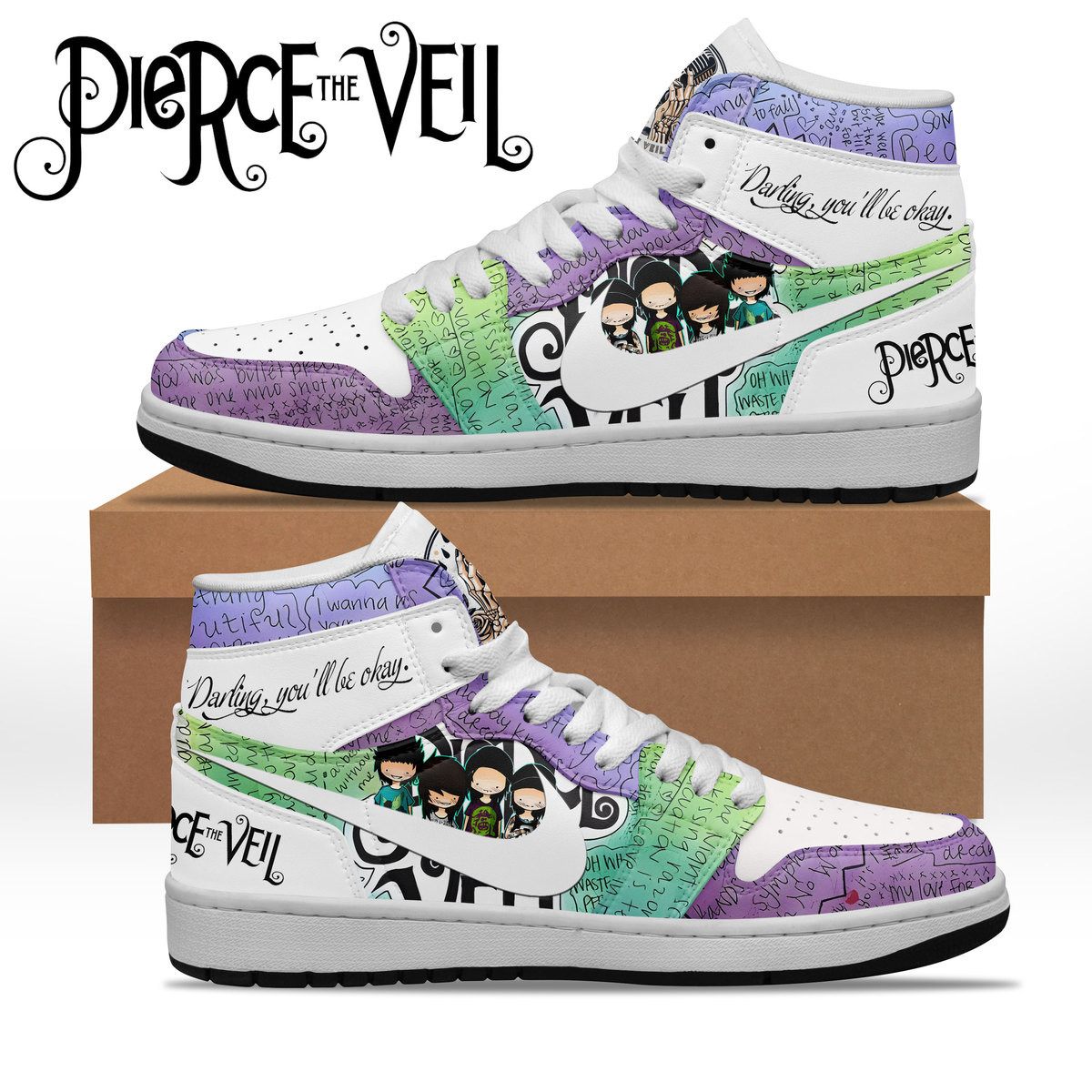 JWFancy Pierce the Veil AJ1 High Sneakers Shoes For Men And Women