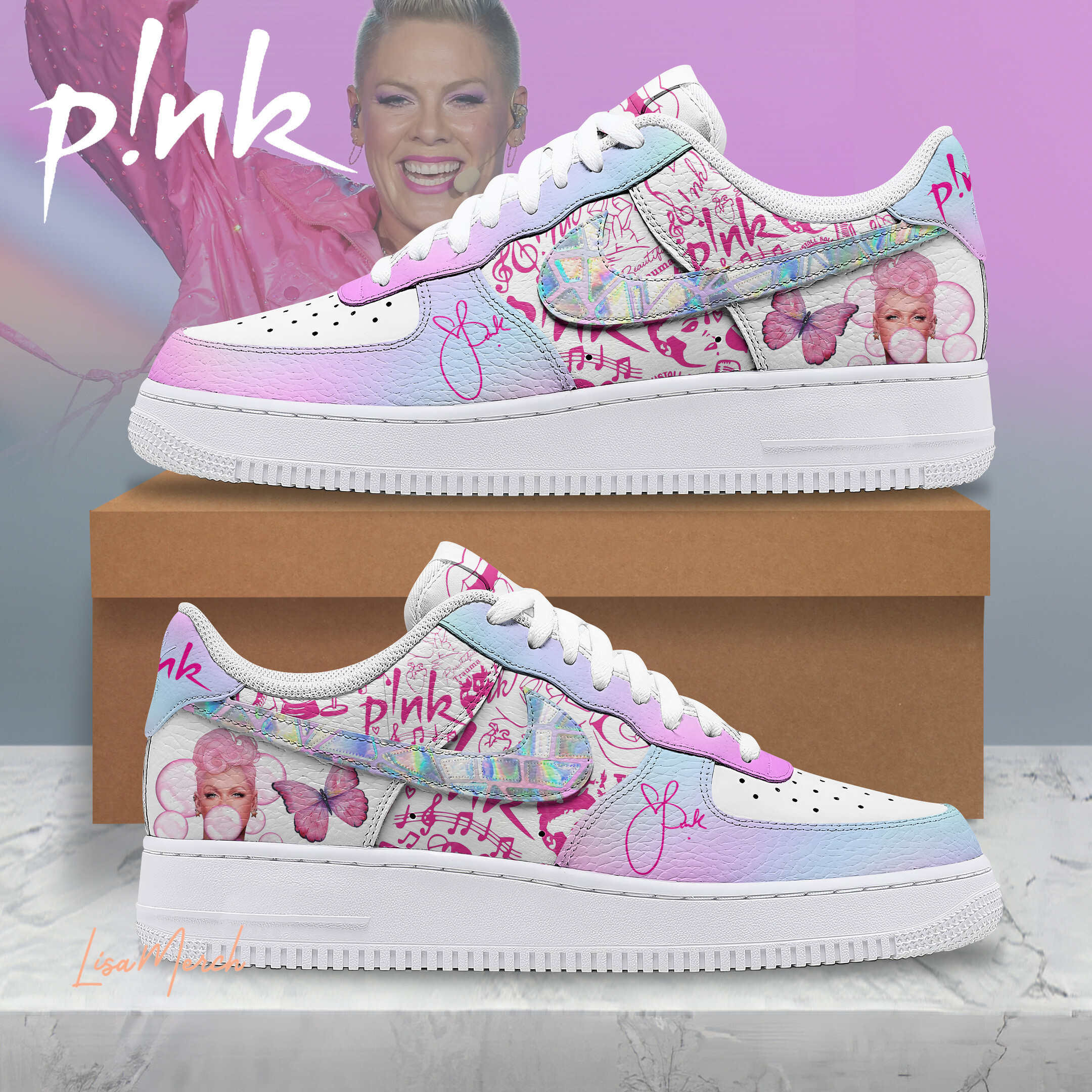 JWFancy Pink Air Low-Top Sneakers Shoes For Men And Women