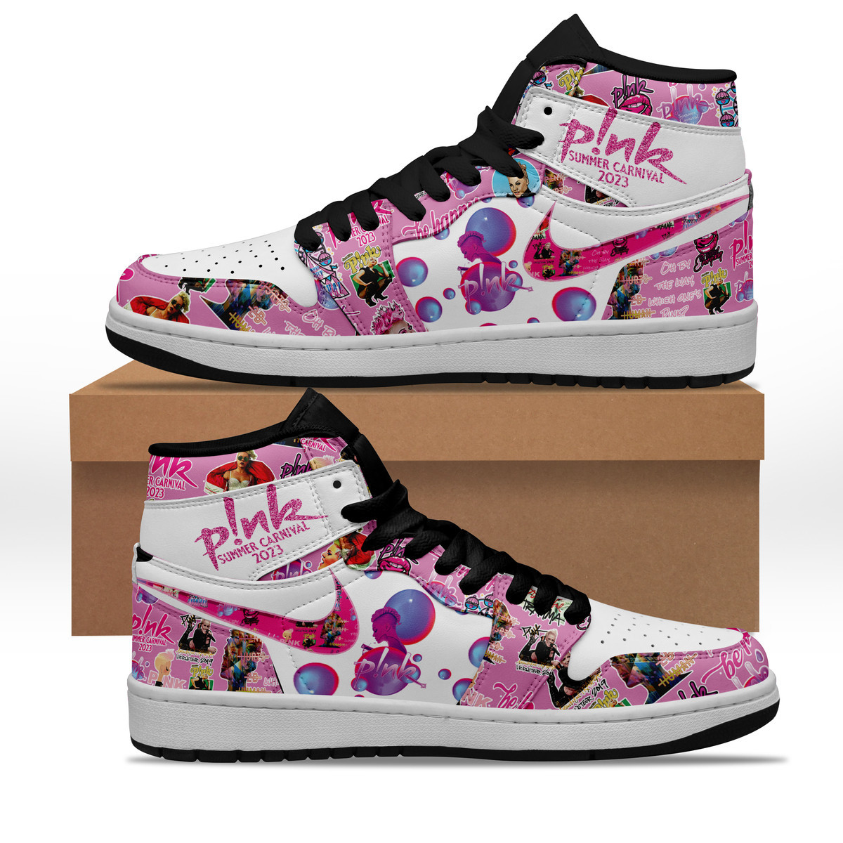 JWFancy Pink AJ1 High Sneakers Shoes For Men And Women