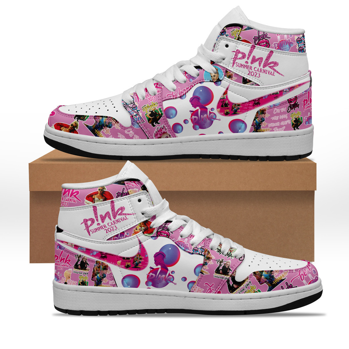 JWFancy Pink AJ1 High Sneakers Shoes For Men And Women
