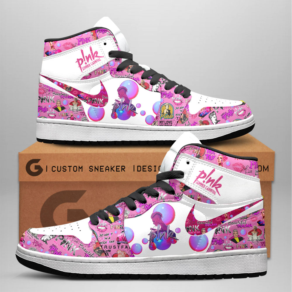 JWFancy Pink AJ1 High Sneakers Shoes For Men And Women