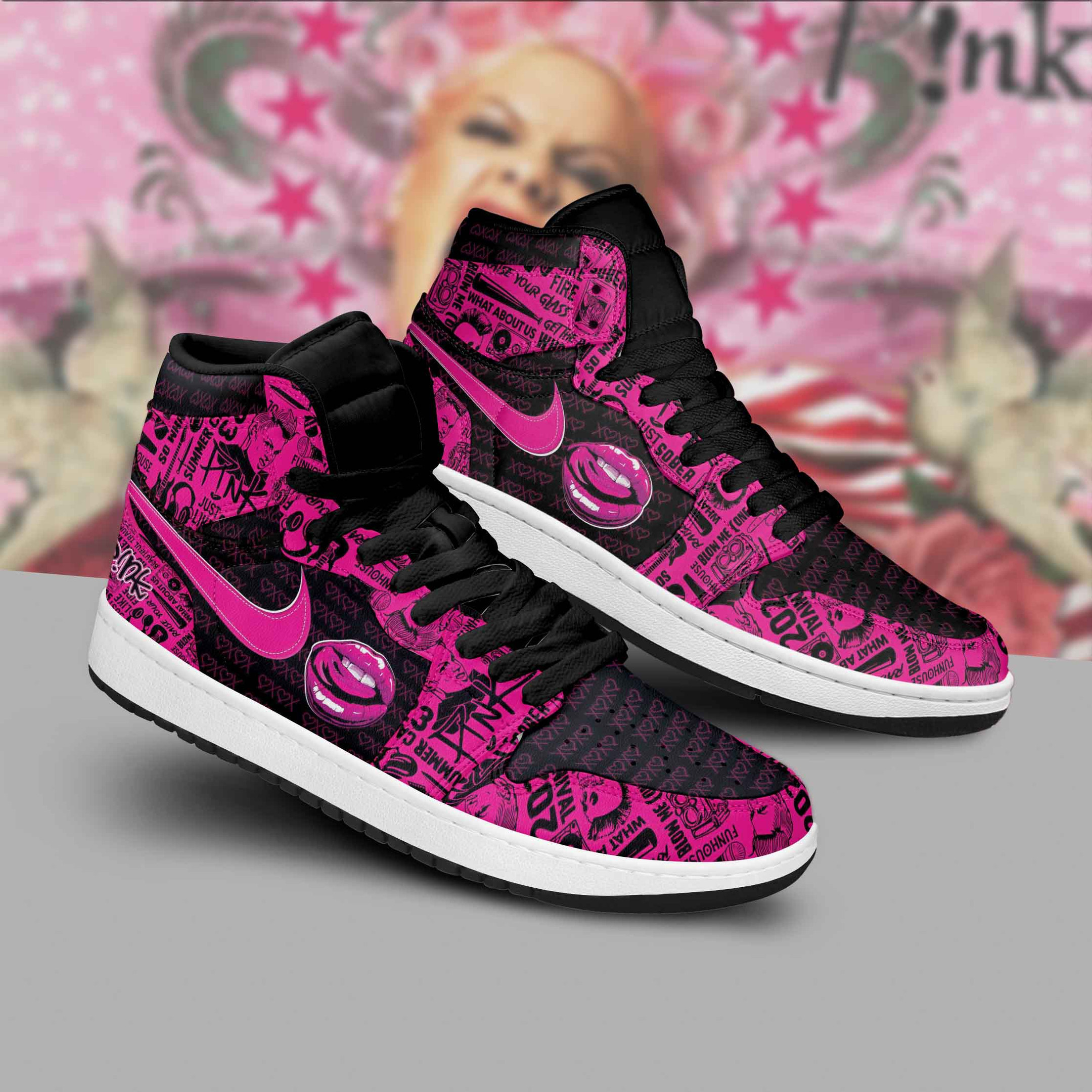 JWFancy Pink AJ1 High Sneakers Shoes For Men And Women