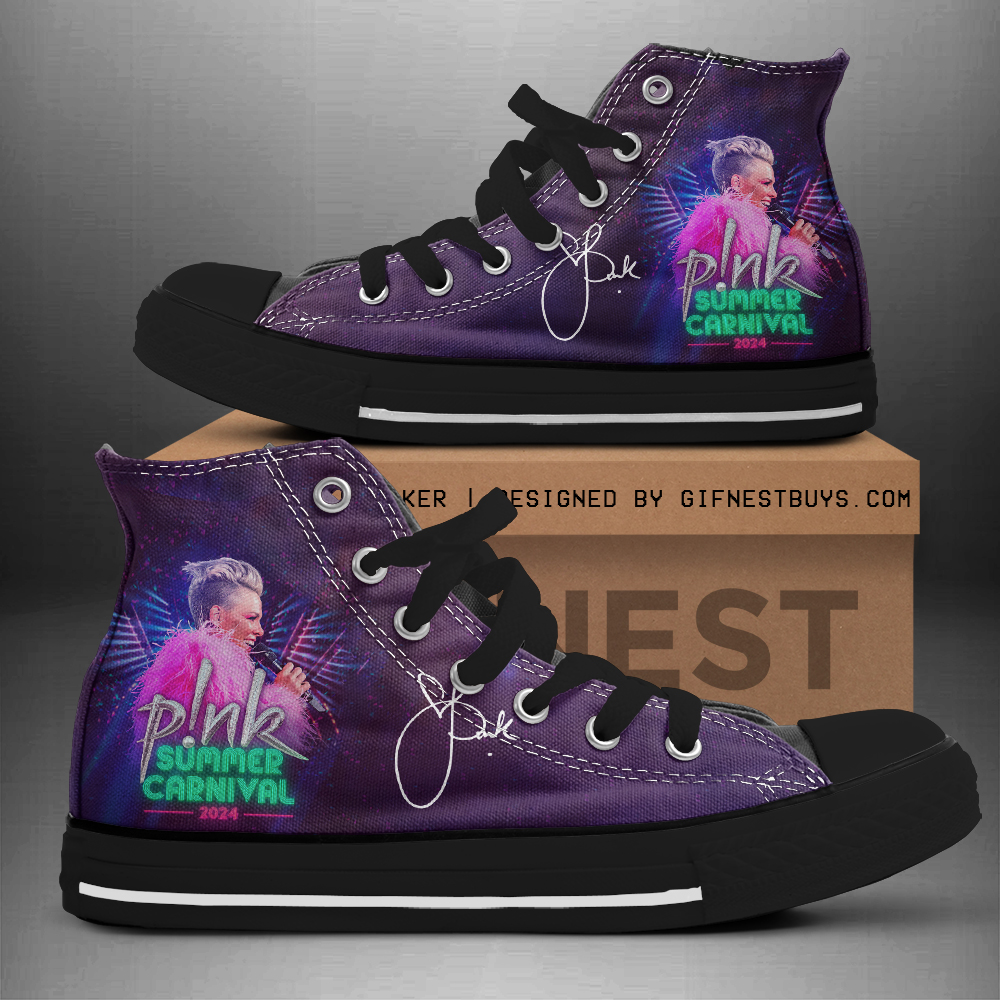 JWFancy Pink High Top Canvas Sneakers Shoes For Men And Women