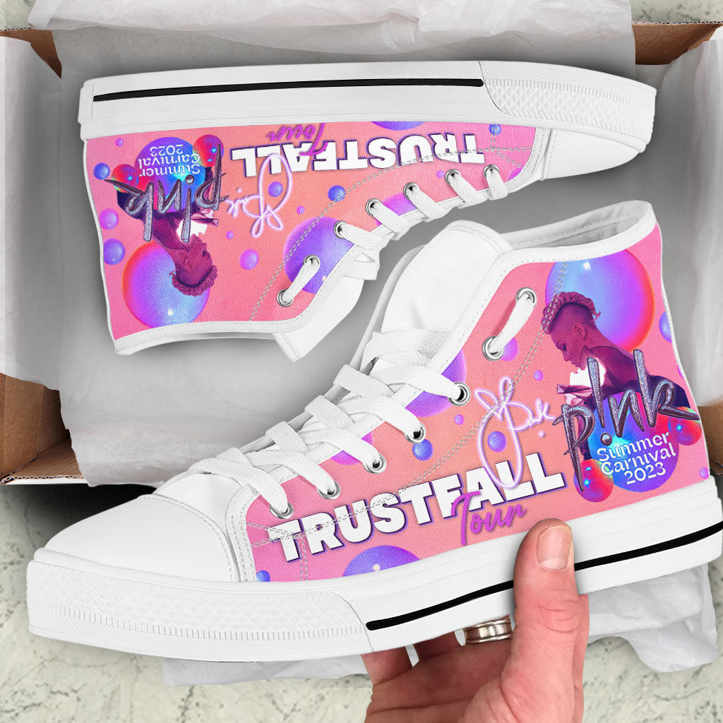 JWFancy Pink High Top Canvas Sneakers Shoes For Men And Women