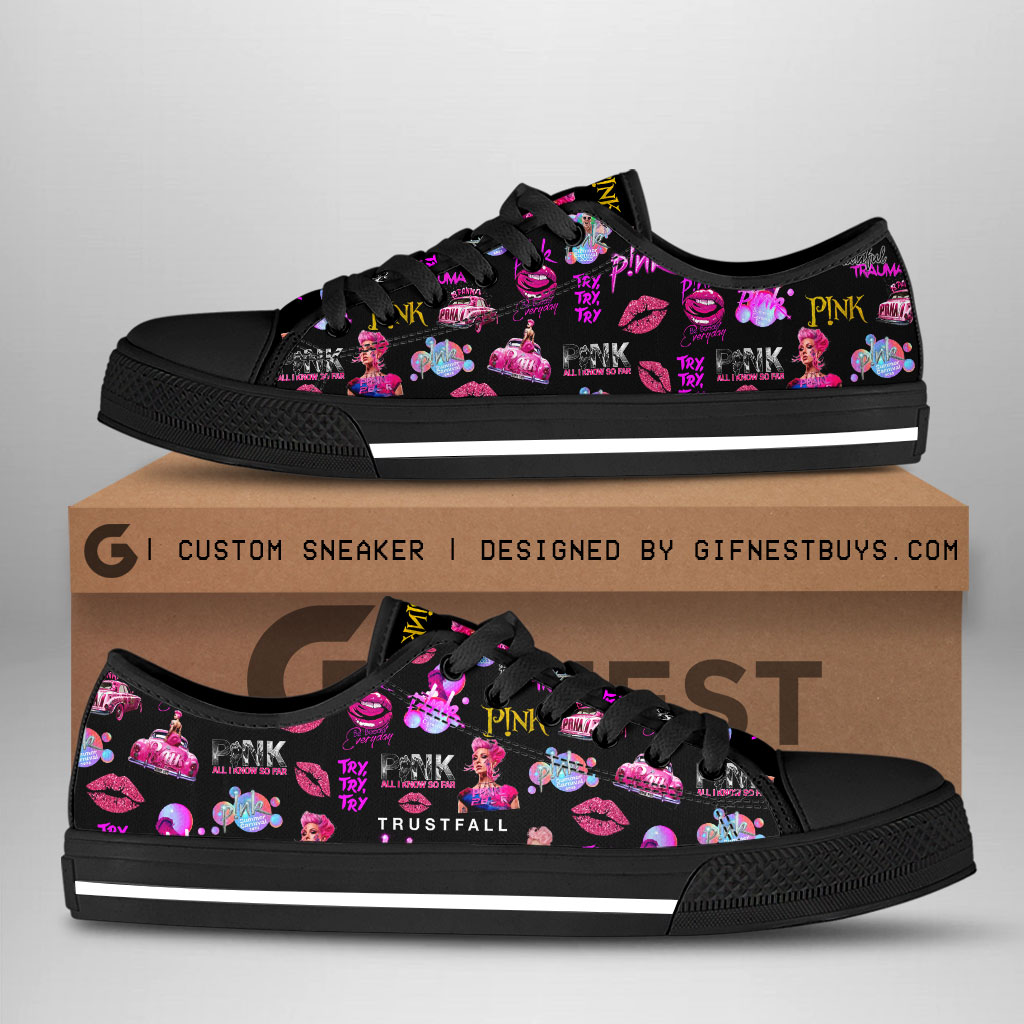 JWFancy Pink Low Top Canvas Sneakers Shoes For Men And Women