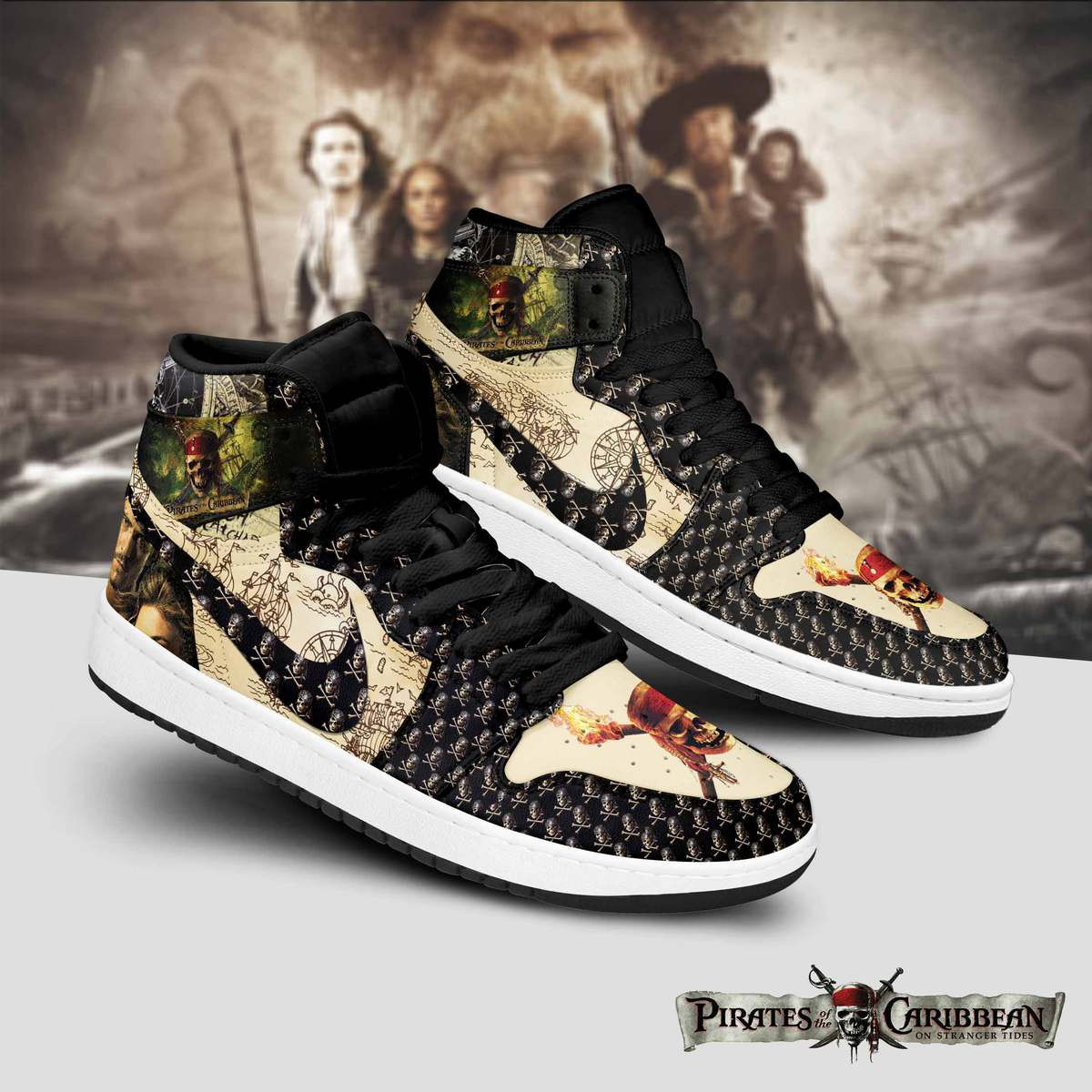 JWFancy Pirates of the Caribbean AJ1 High Sneakers Shoes For Men And Women