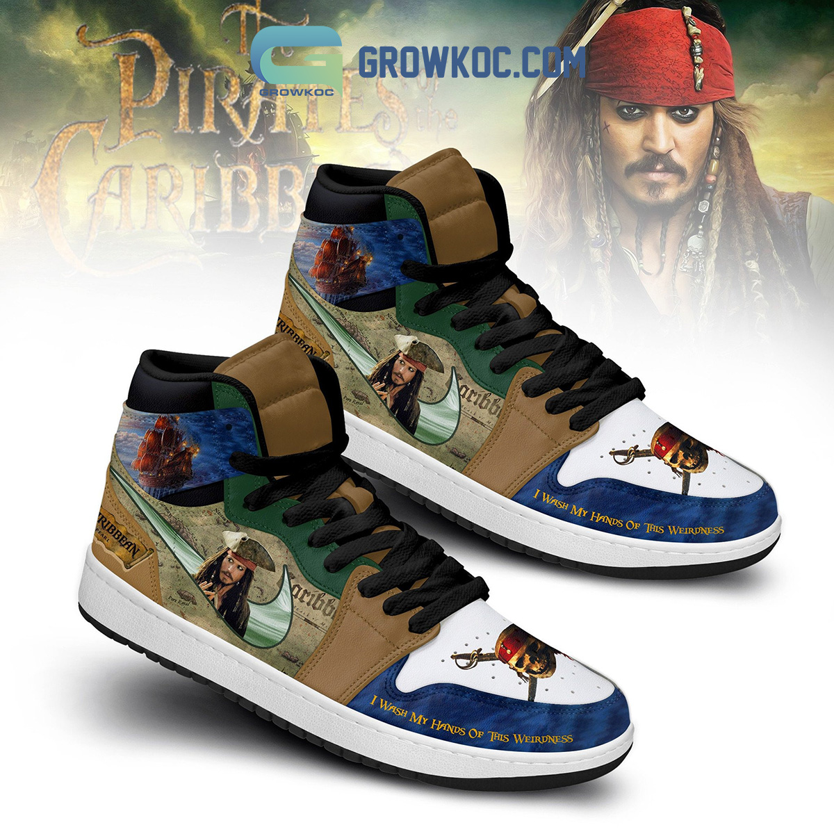 JWFancy Pirates of the Caribbean AJ1 High Sneakers Shoes For Men And Women