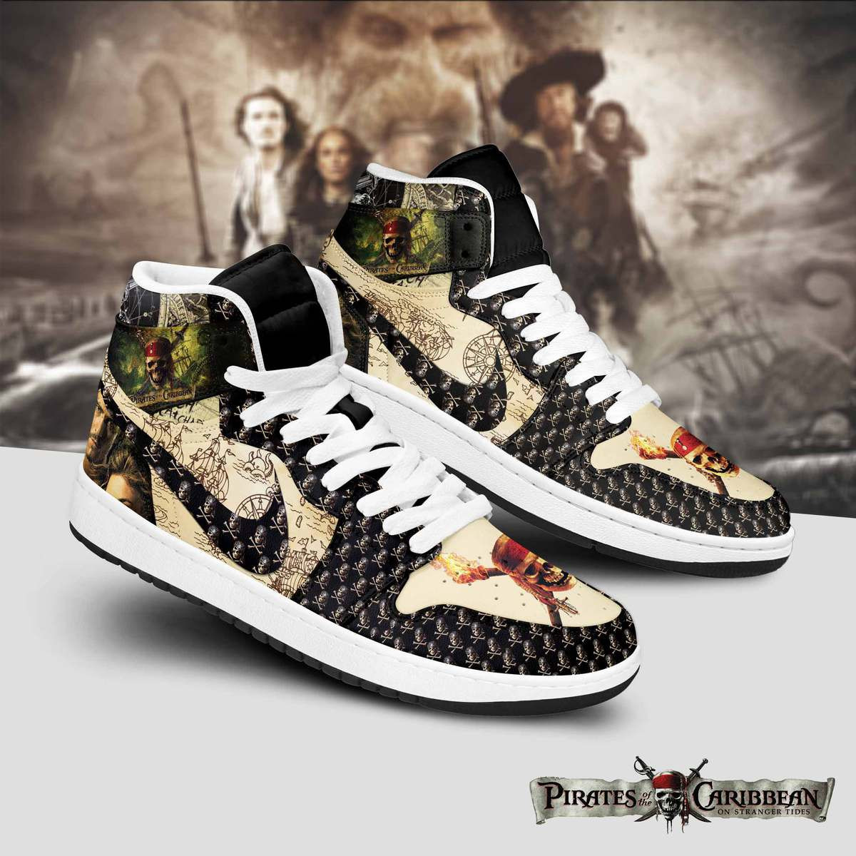 JWFancy Pirates of the Caribbean AJ1 High Sneakers Shoes For Men And Women