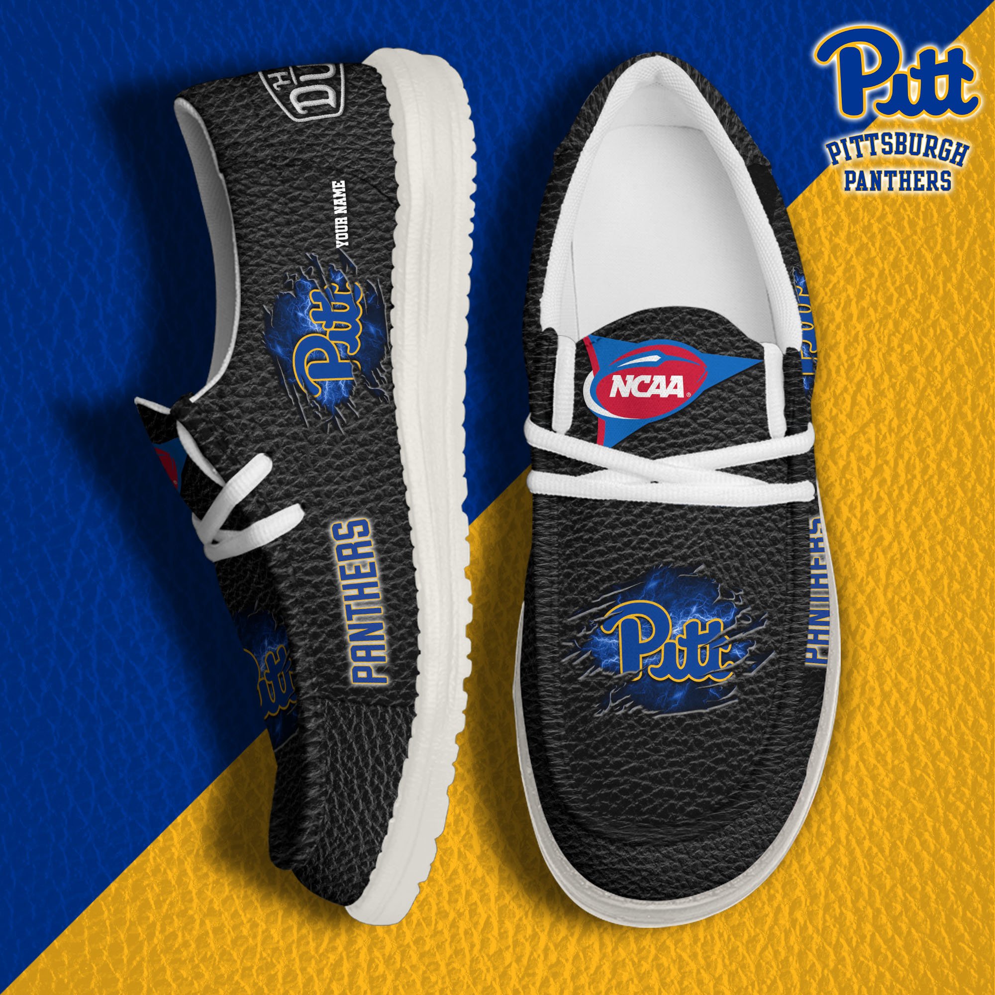 JWFancy Pittsburgh Panthers Hey Dude Shoes Wally Men's Lace Up Loafers Comfortable For Men And Women