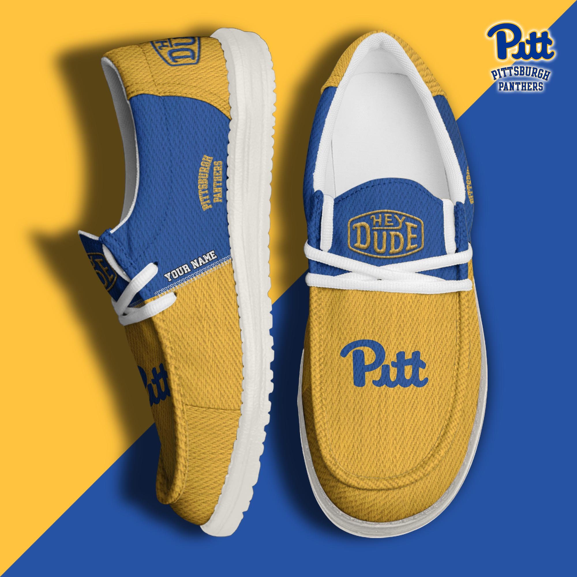 JWFancy Pittsburgh Panthers Hey Dude Shoes Wally Men's Lace Up Loafers Comfortable For Men And Women