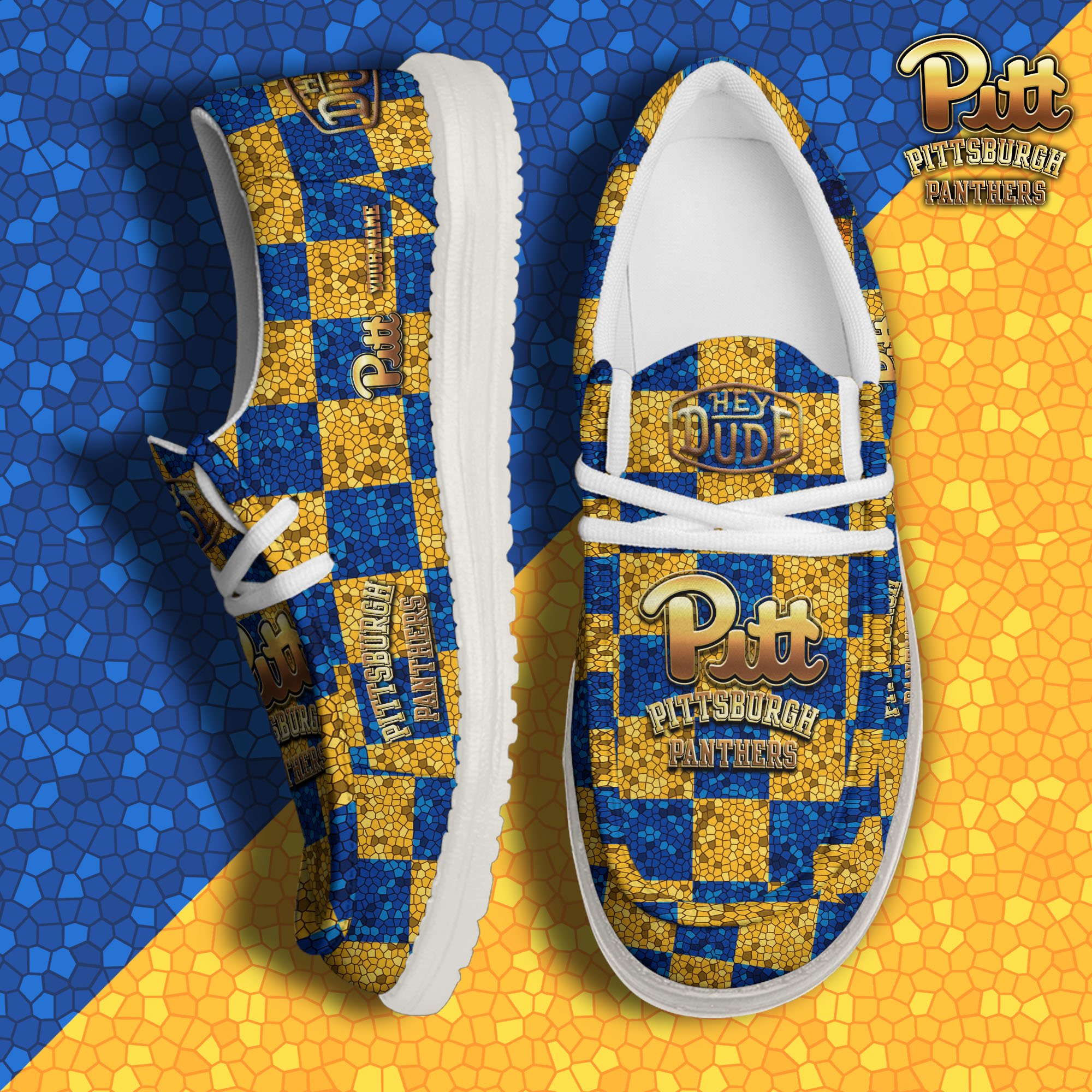 JWFancy Pittsburgh Panthers Hey Dude Shoes Wally Men's Lace Up Loafers Comfortable For Men And Women