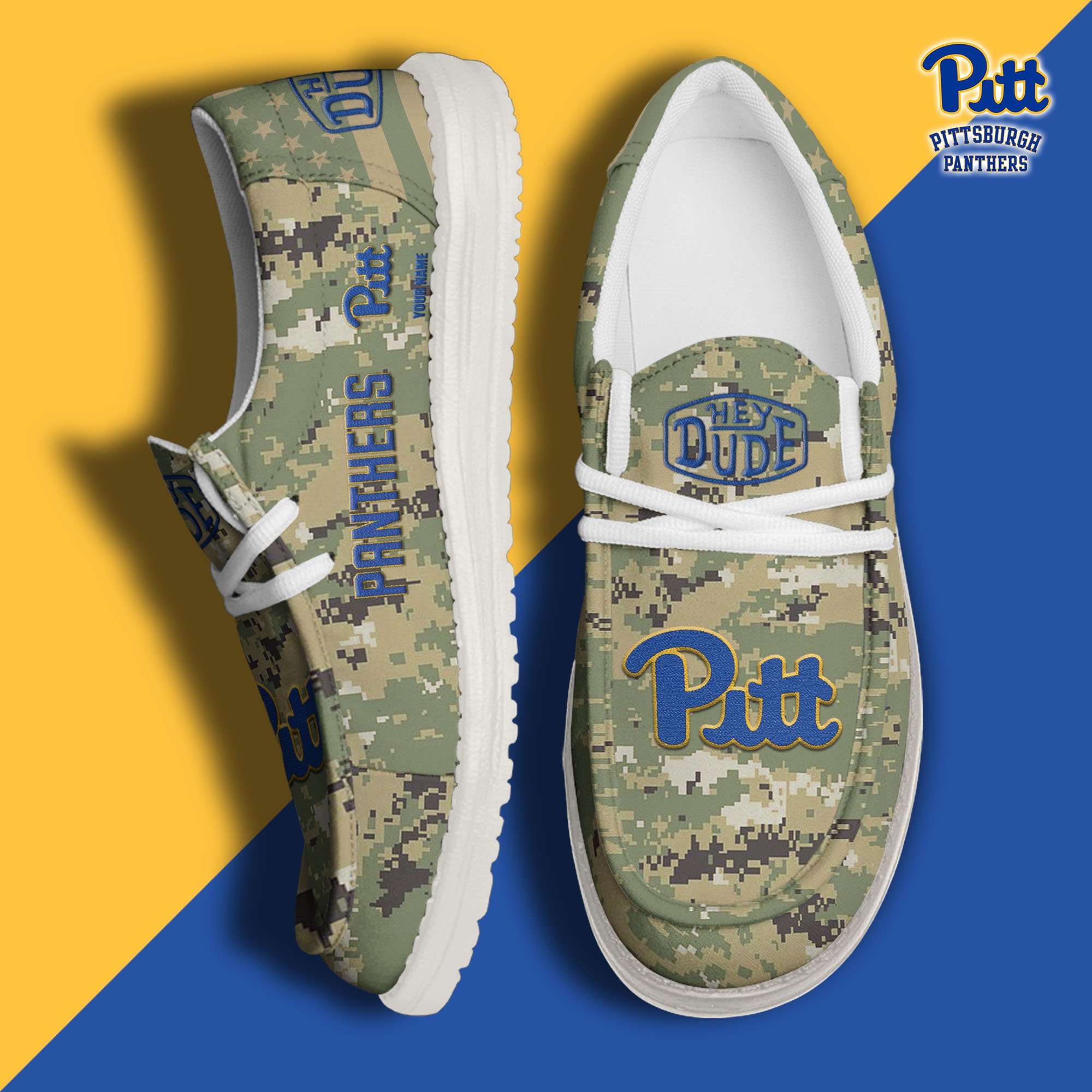 JWFancy Pittsburgh Panthers Hey Dude Shoes Wally Men's Lace Up Loafers Comfortable For Men And Women