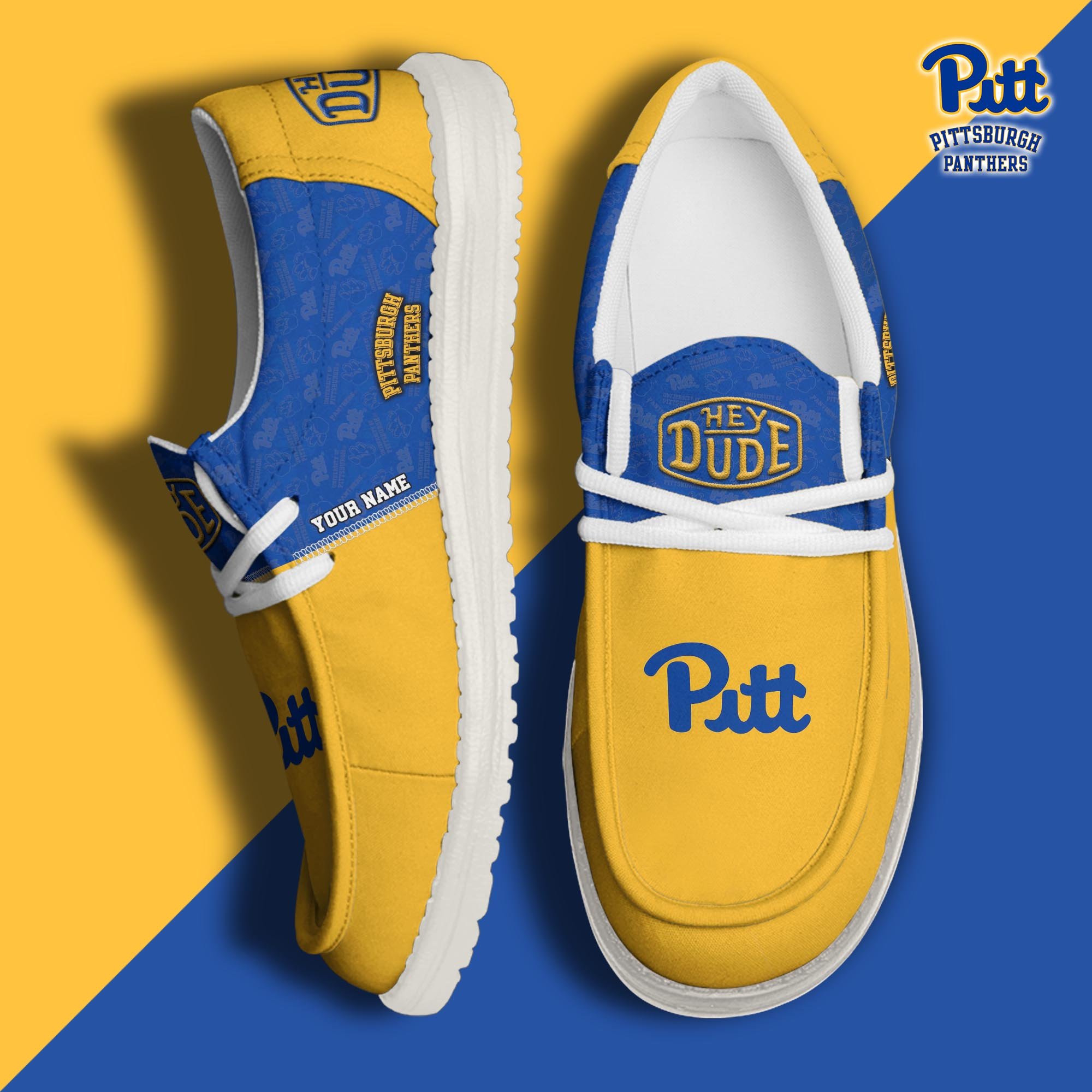 JWFancy Pittsburgh Panthers Hey Dude Shoes Wally Men's Lace Up Loafers Comfortable For Men And Women