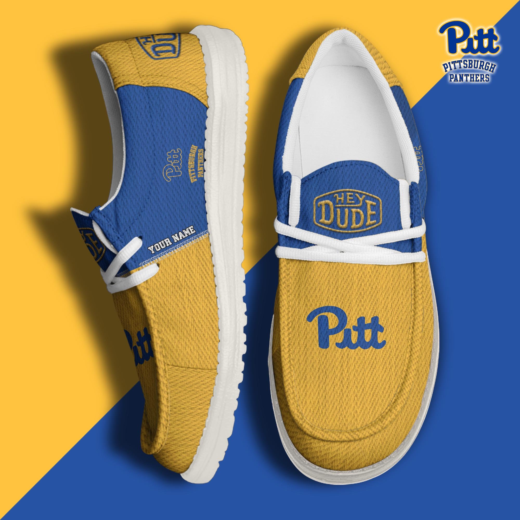 JWFancy Pittsburgh Panthers Hey Dude Shoes Wally Men's Lace Up Loafers Comfortable For Men And Women