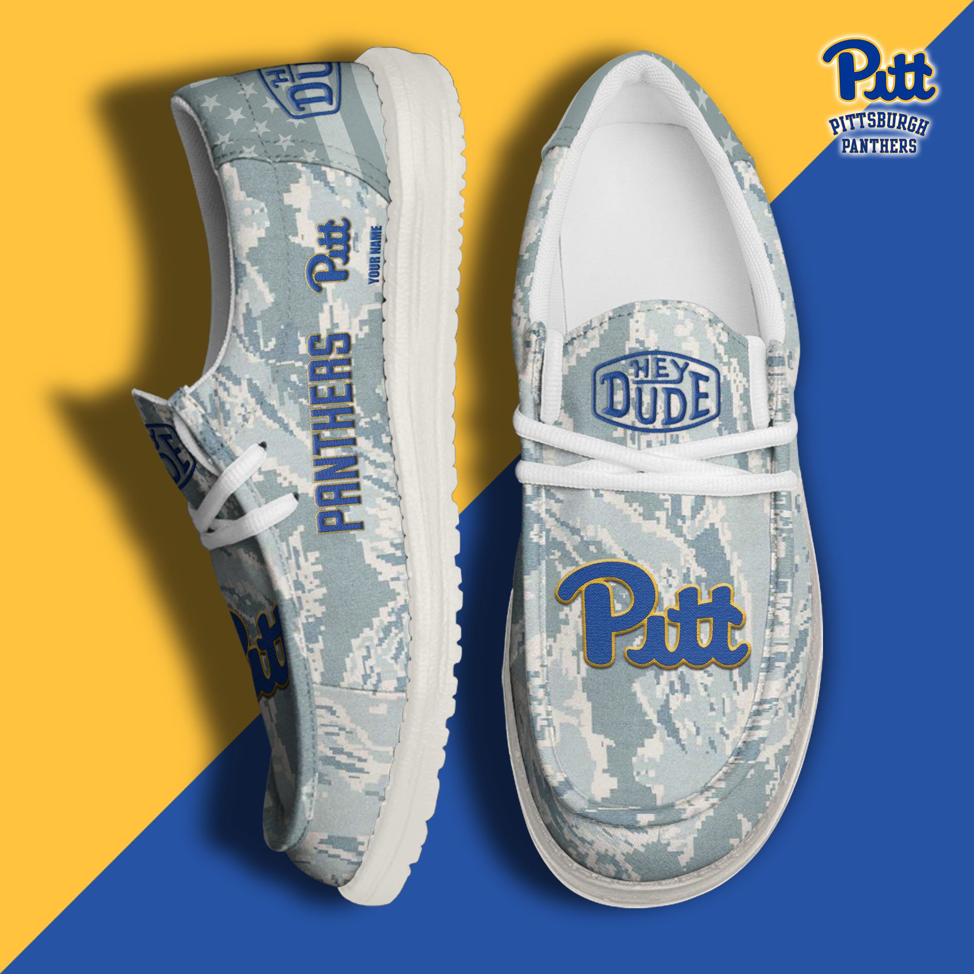 JWFancy Pittsburgh Panthers Hey Dude Shoes Wally Men's Lace Up Loafers Comfortable For Men And Women