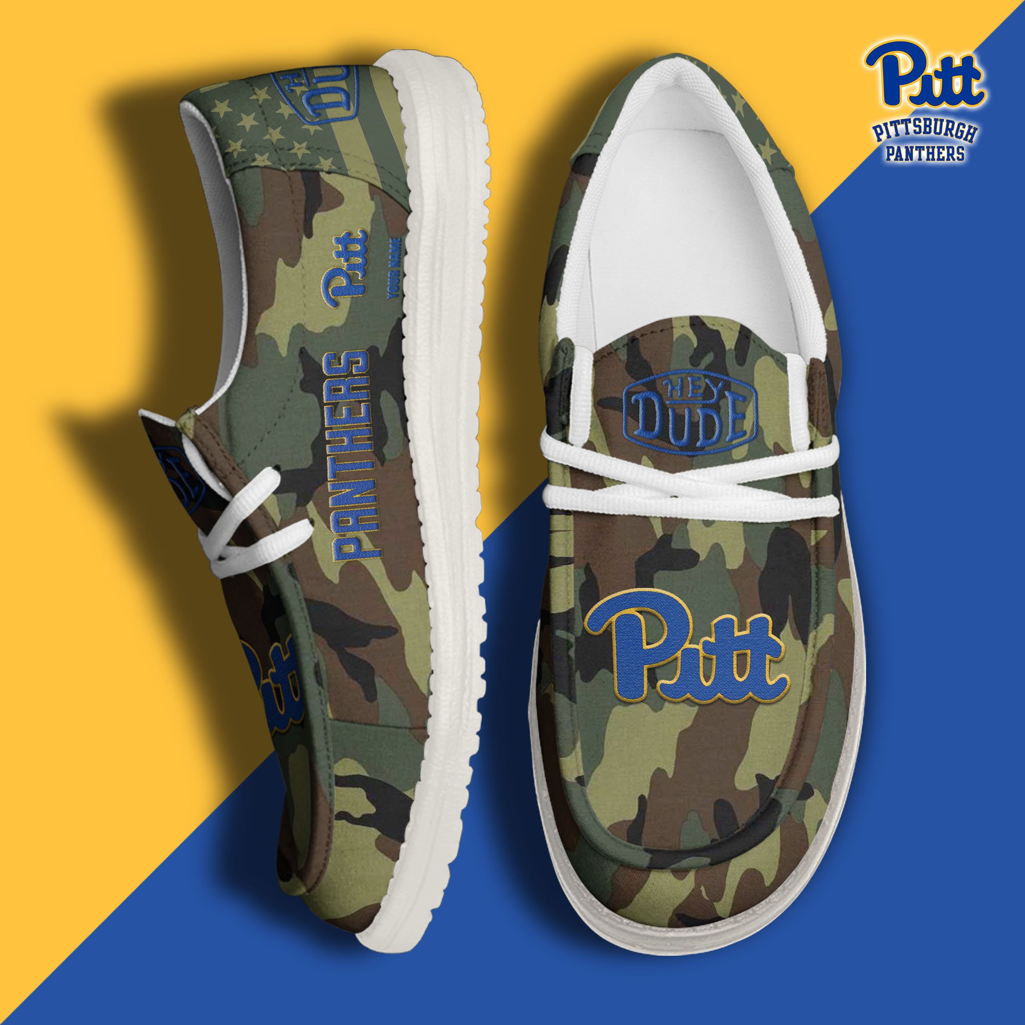 JWFancy Pittsburgh Panthers Hey Dude Shoes Wally Men's Lace Up Loafers Comfortable For Men And Women