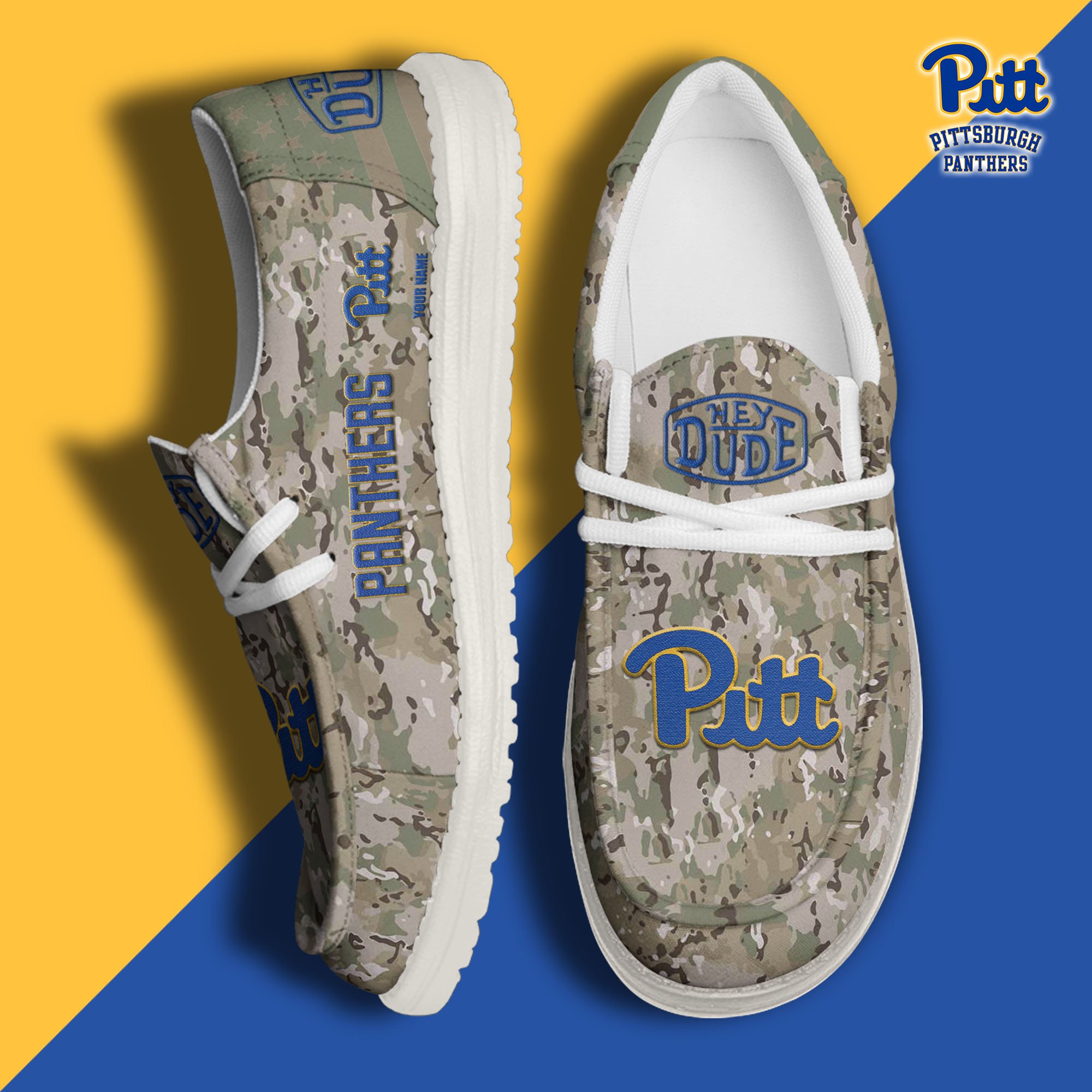 JWFancy Pittsburgh Panthers Hey Dude Shoes Wally Men's Lace Up Loafers Comfortable For Men And Women