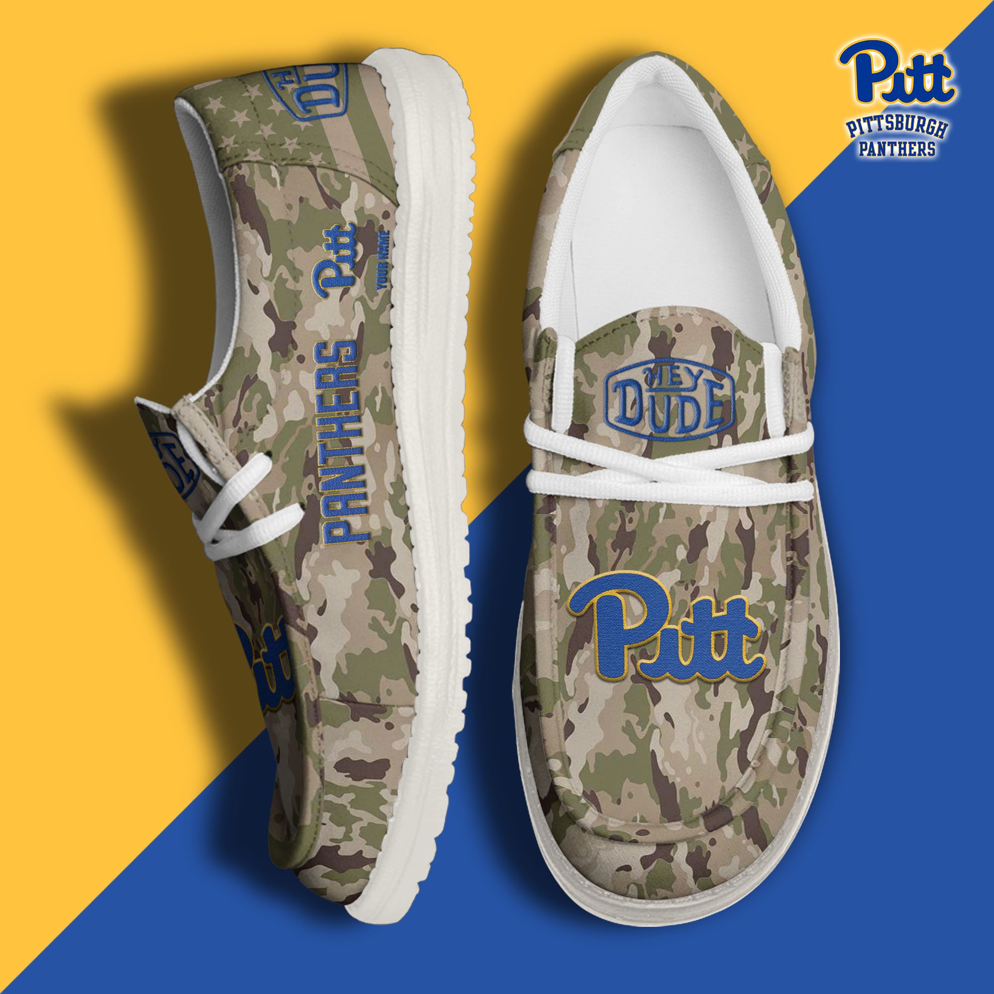 JWFancy Pittsburgh Panthers Hey Dude Shoes Wally Men's Lace Up Loafers Comfortable For Men And Women