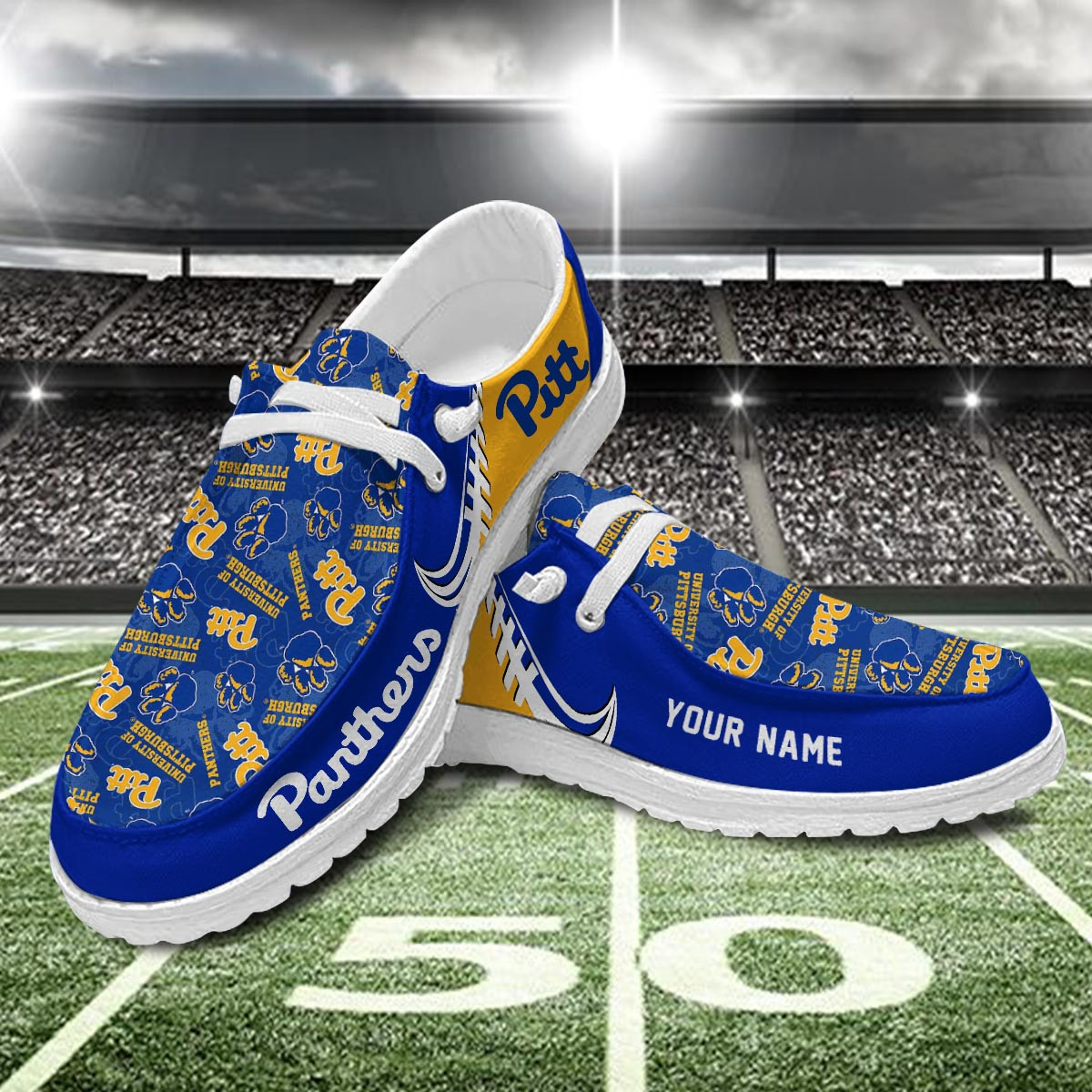 JWFancy Pittsburgh Panthers Hey Dude Shoes Wally Men's Lace Up Loafers Comfortable For Men And Women
