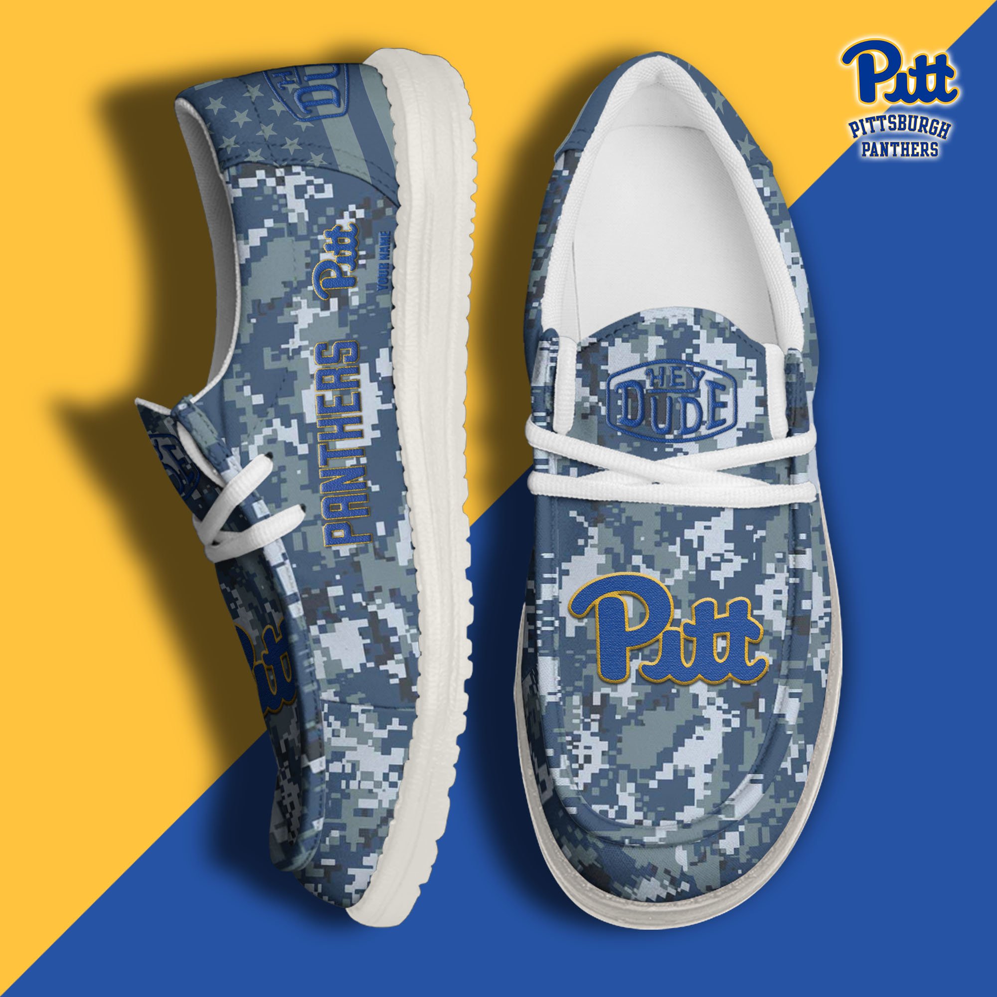 JWFancy Pittsburgh Panthers Hey Dude Shoes Wally Men's Lace Up Loafers Comfortable For Men And Women