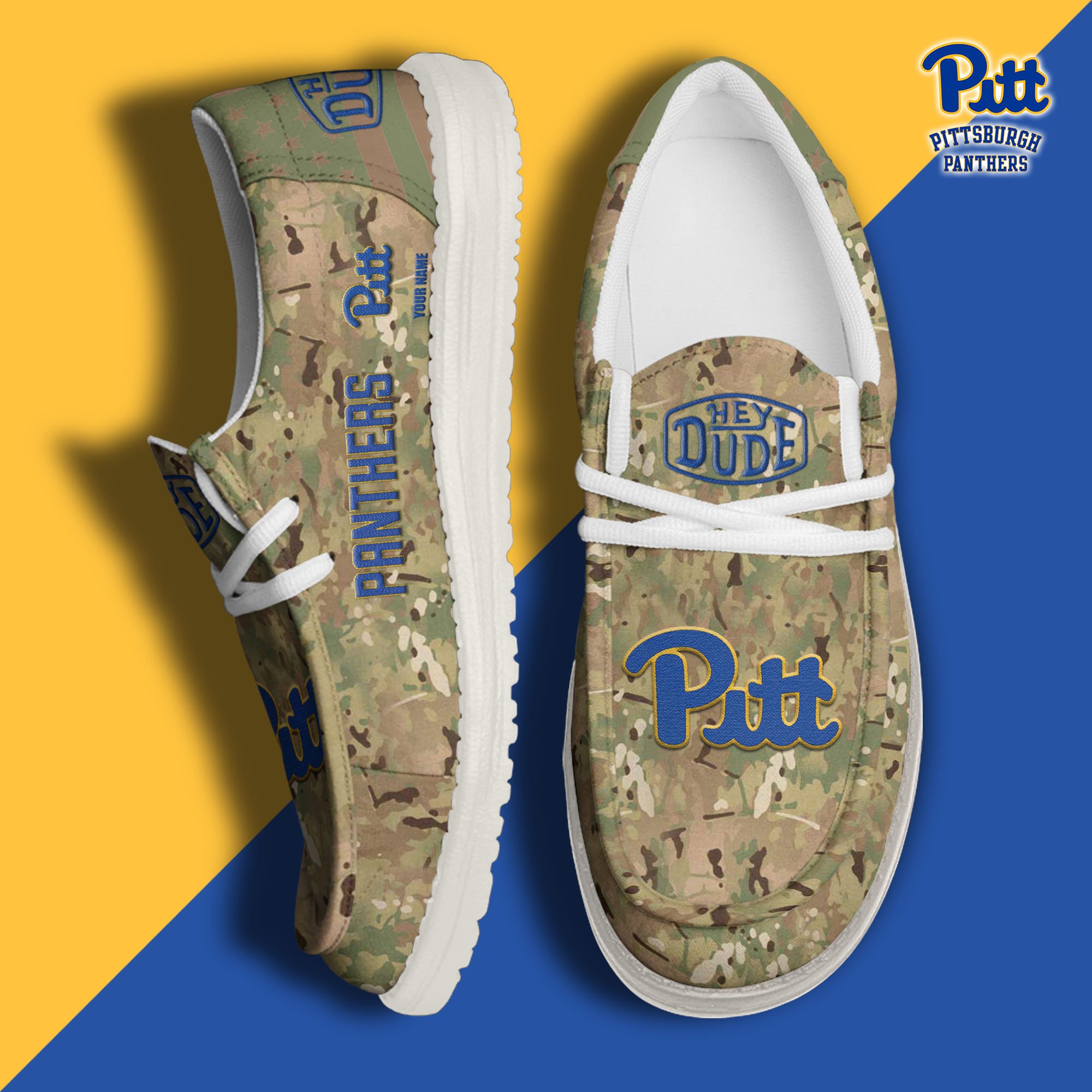 JWFancy Pittsburgh Panthers Hey Dude Shoes Wally Men's Lace Up Loafers Comfortable For Men And Women