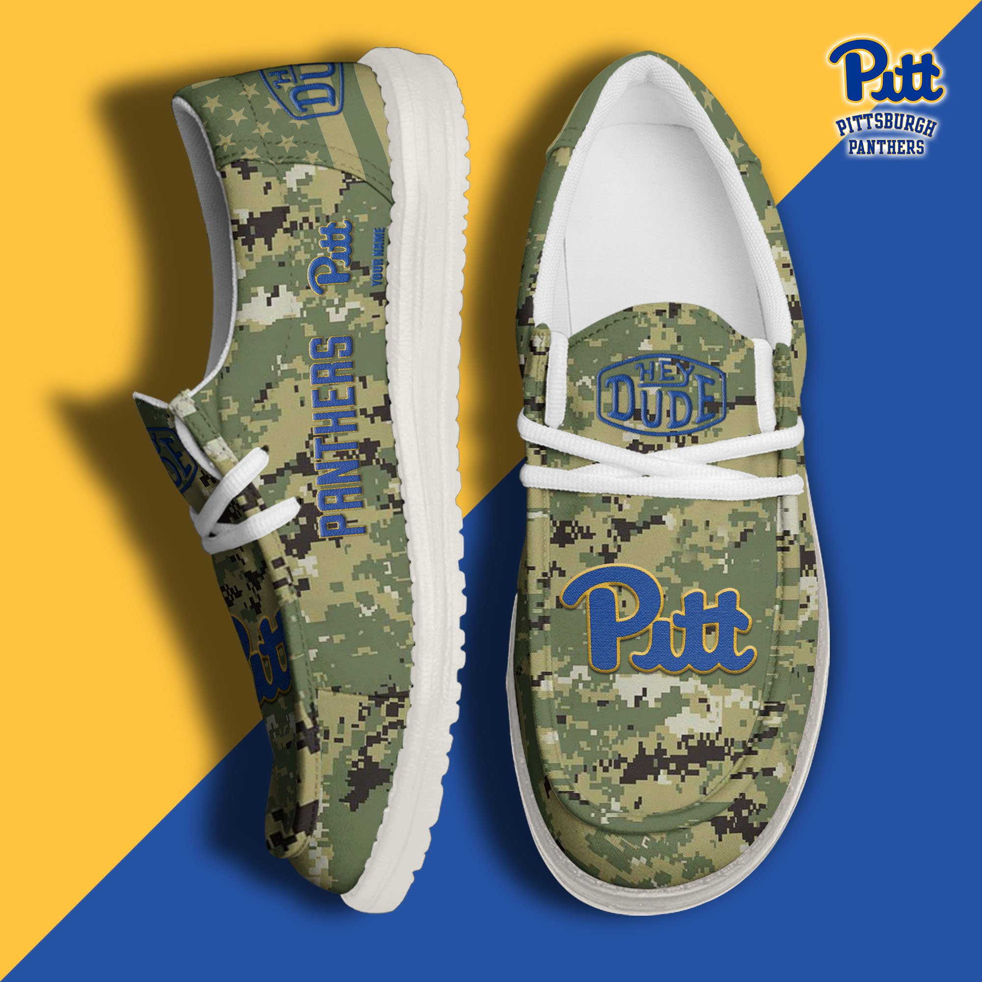 JWFancy Pittsburgh Panthers Hey Dude Shoes Wally Men's Lace Up Loafers Comfortable For Men And Women